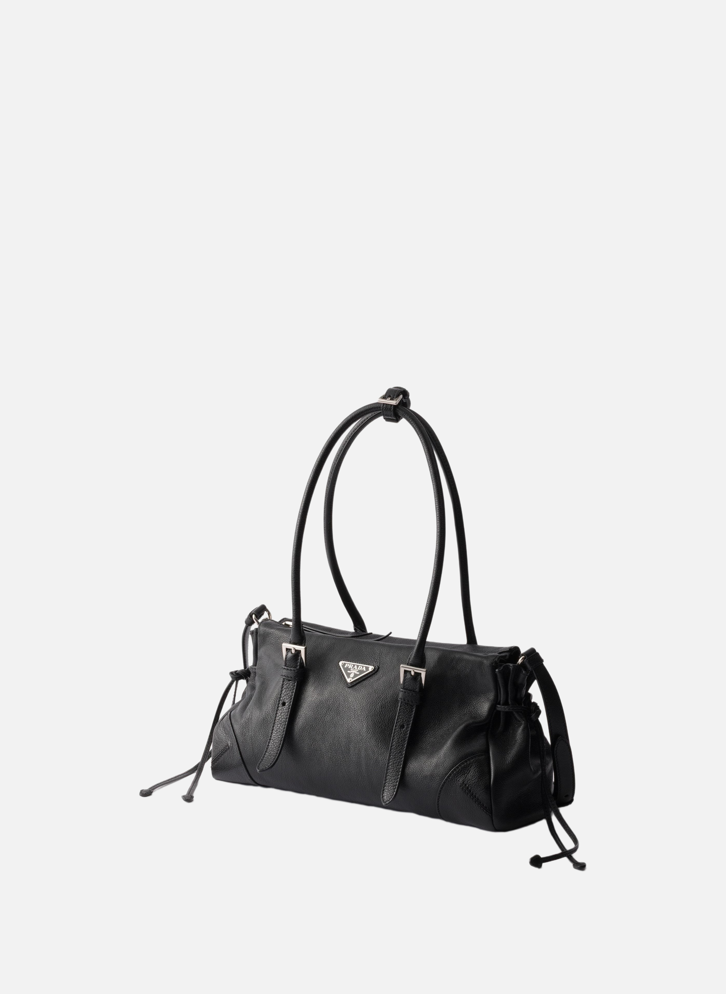 Cabas prada bonnie en cuir vieilli de taille moyen PRADA Noir