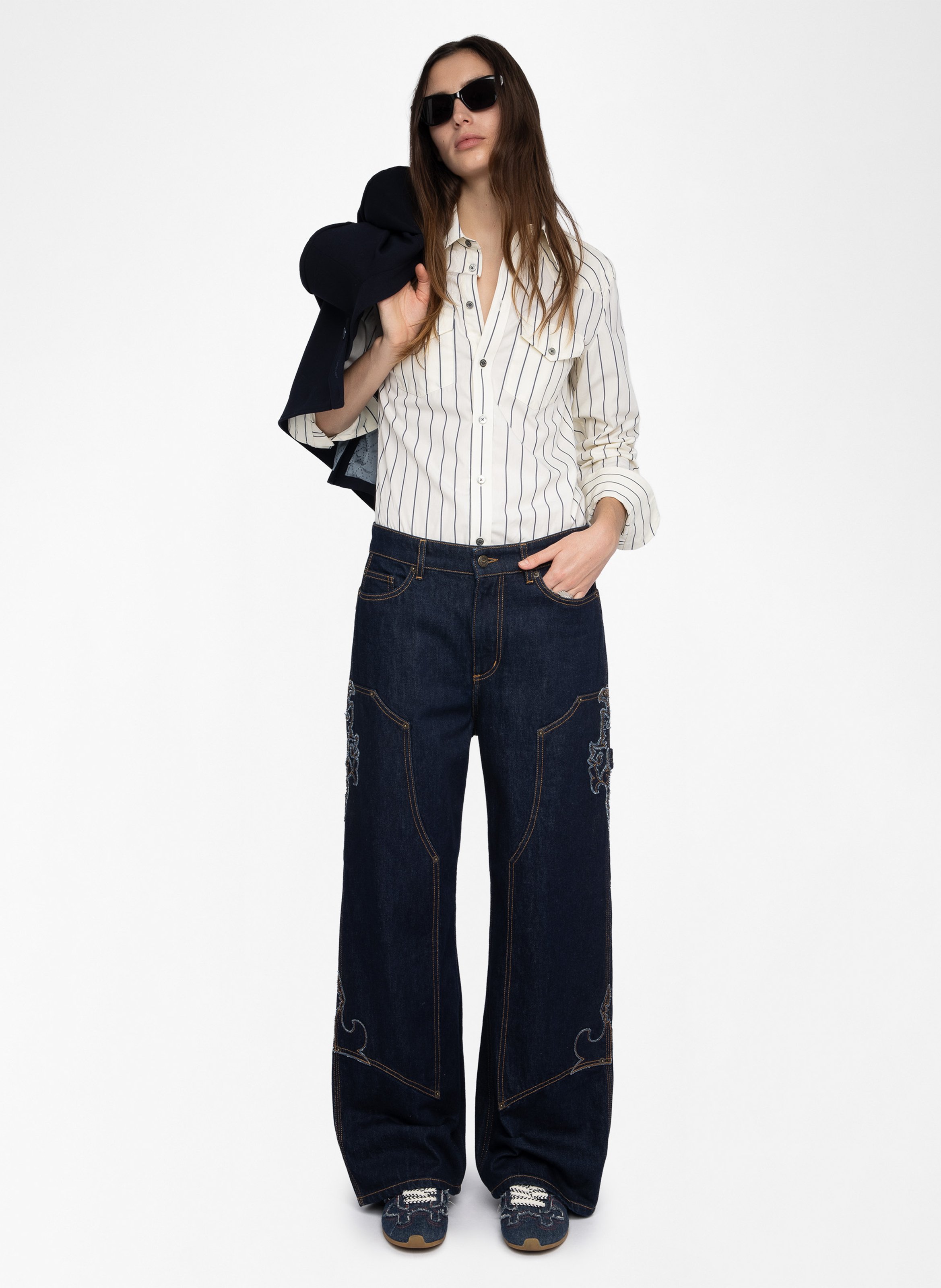 Chemise droite col classique en coton rayé thelma ZADIG&VOLTAIRE Jaune