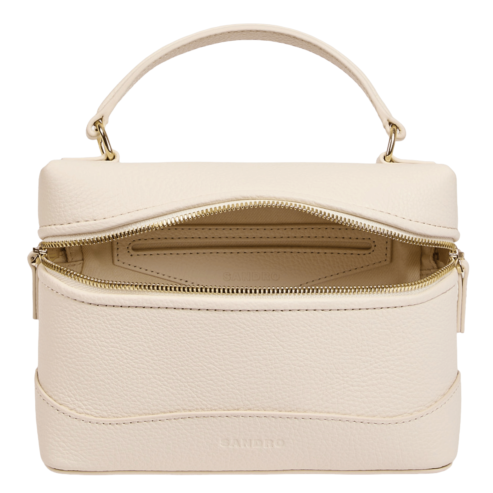 Sac bandoulière zippé en cuir grainé SANDRO Beige