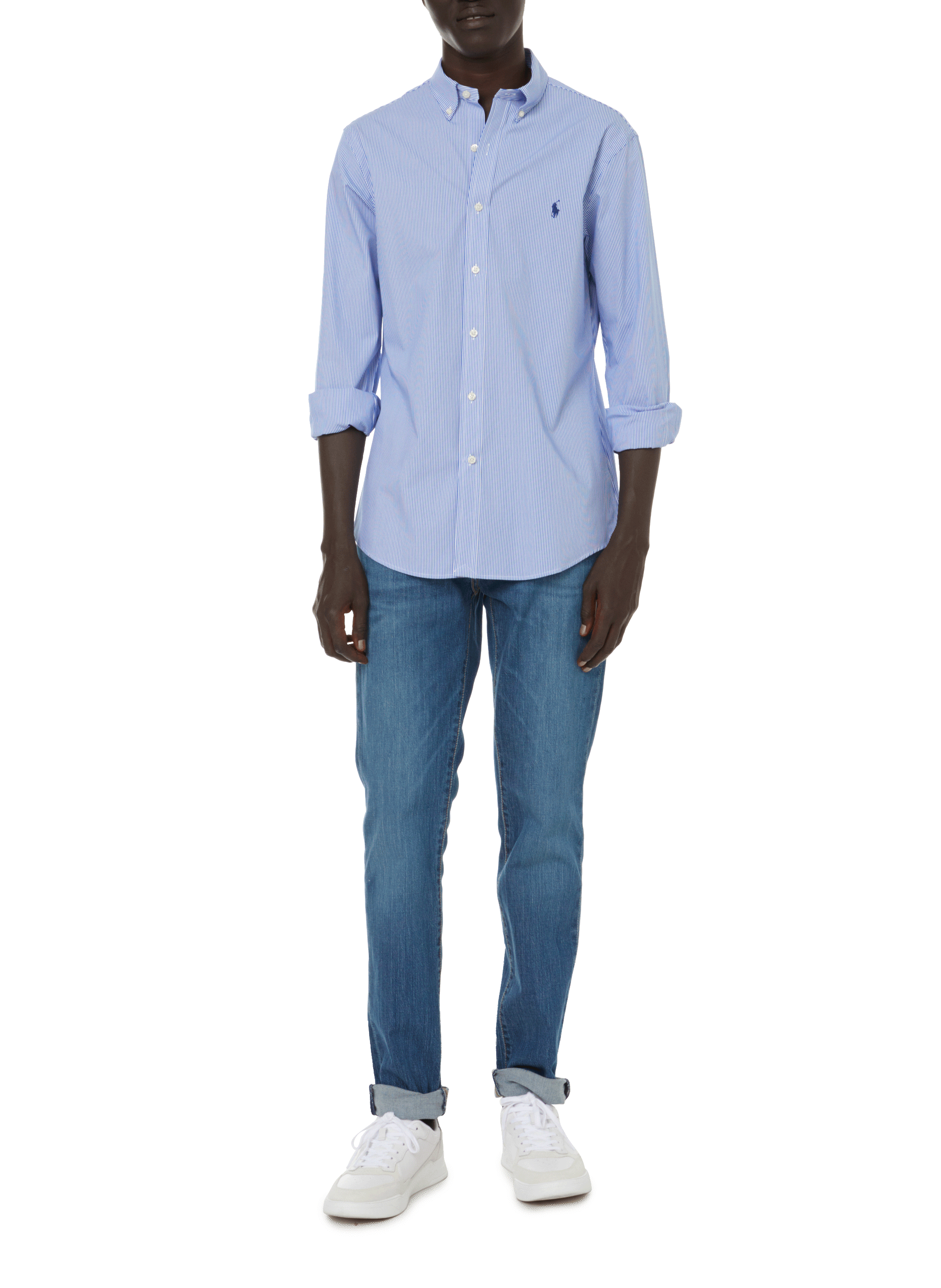 Slim-fit striped stretch cotton shirt POLO RALPH LAUREN Blue