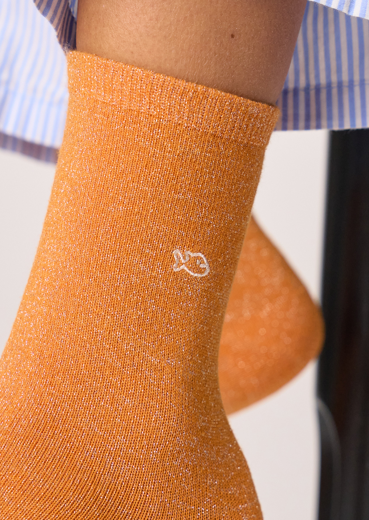 Chaussettes pailletées en coton peigné unies BILLYBELT Orange
