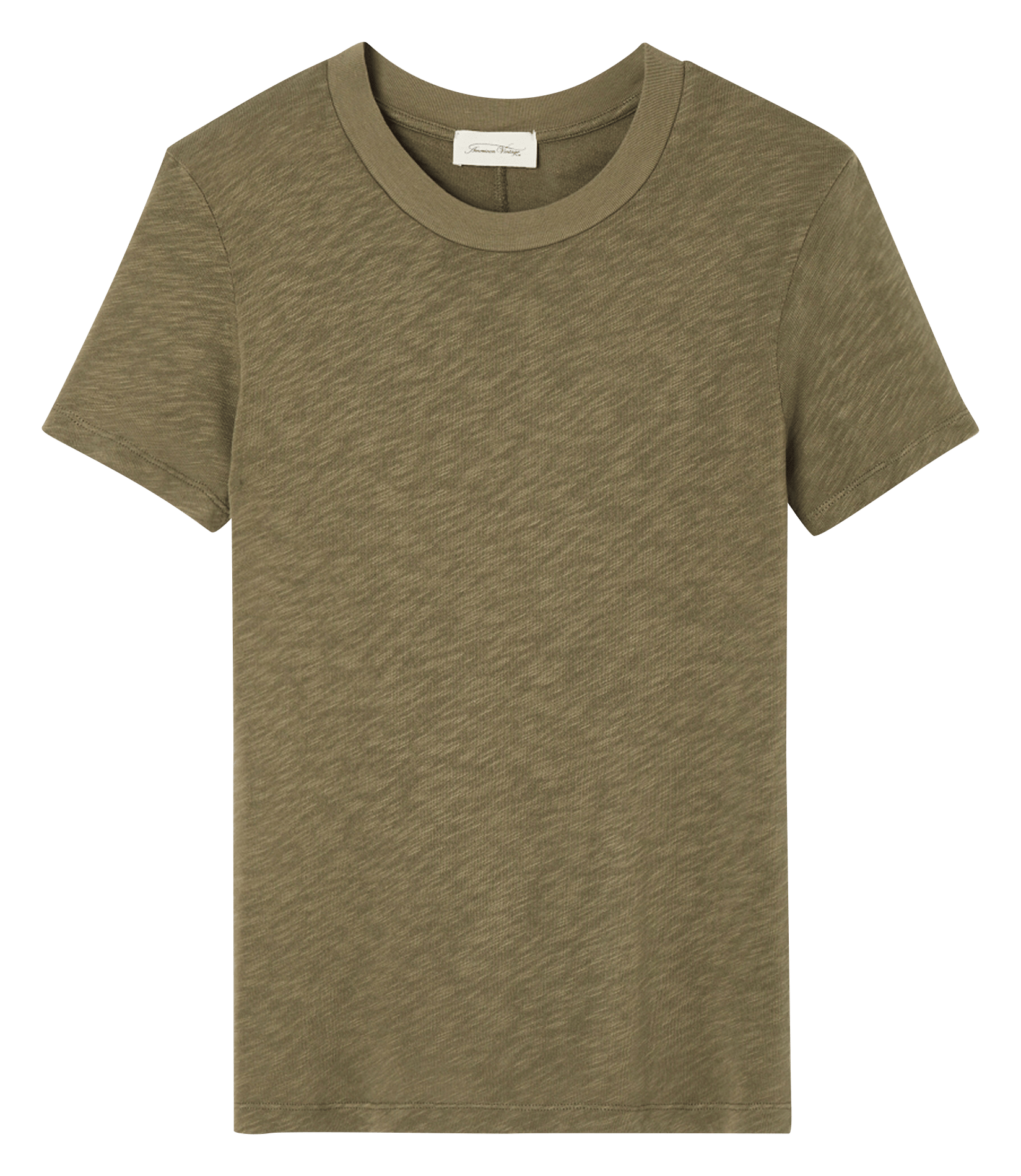 Tee-shirt col rond droit en coton sonoma AMERICAN VINTAGE Kaki
