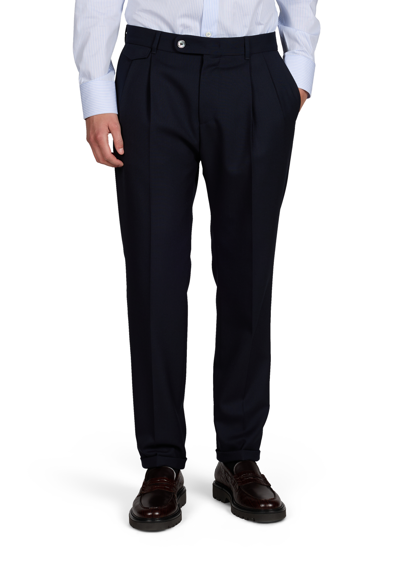 Pantalon cigarette en laine vierge WINDSOR Bleu