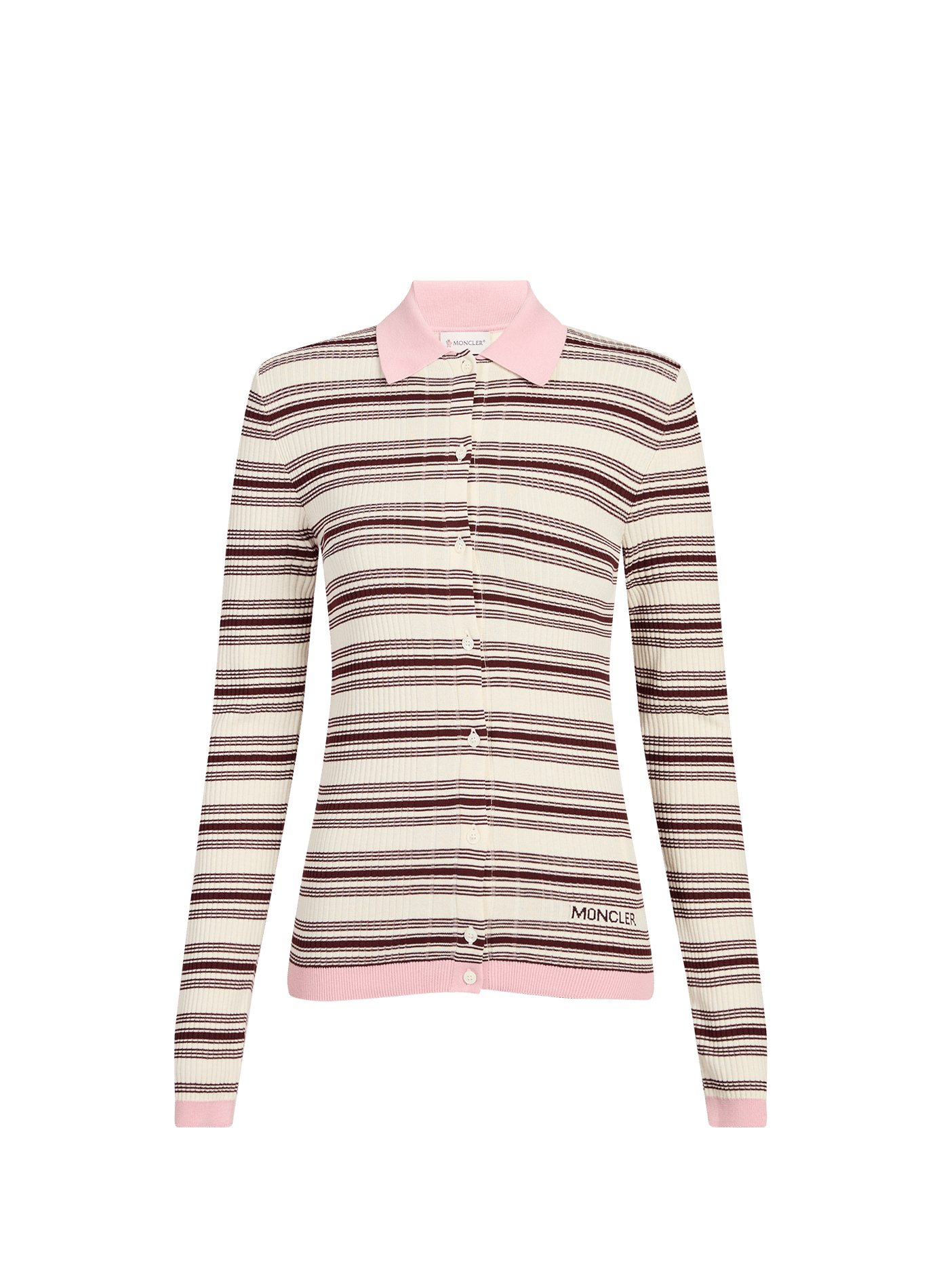 Long-sleeved striped cotton polo MONCLER Blue