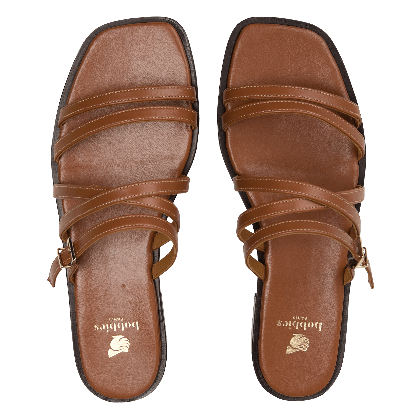 Mules plates en cuir isys BOBBIES Marron