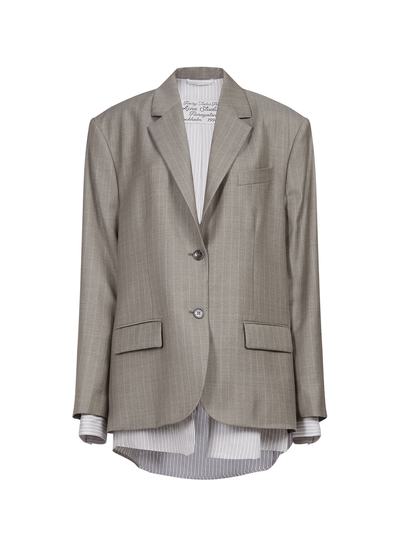 Blazer with striped shirt lining in wool ACNE STUDIOS Blue