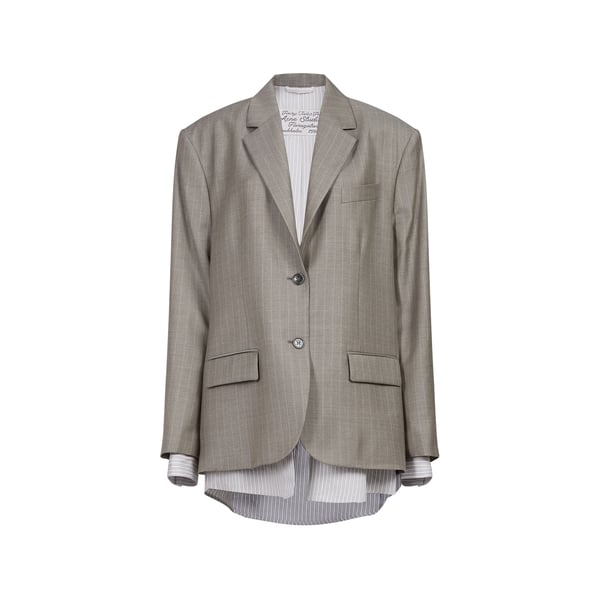 Blazer à doublure en chemise rayée en laine Blazer à doublure en chemise rayée en laine