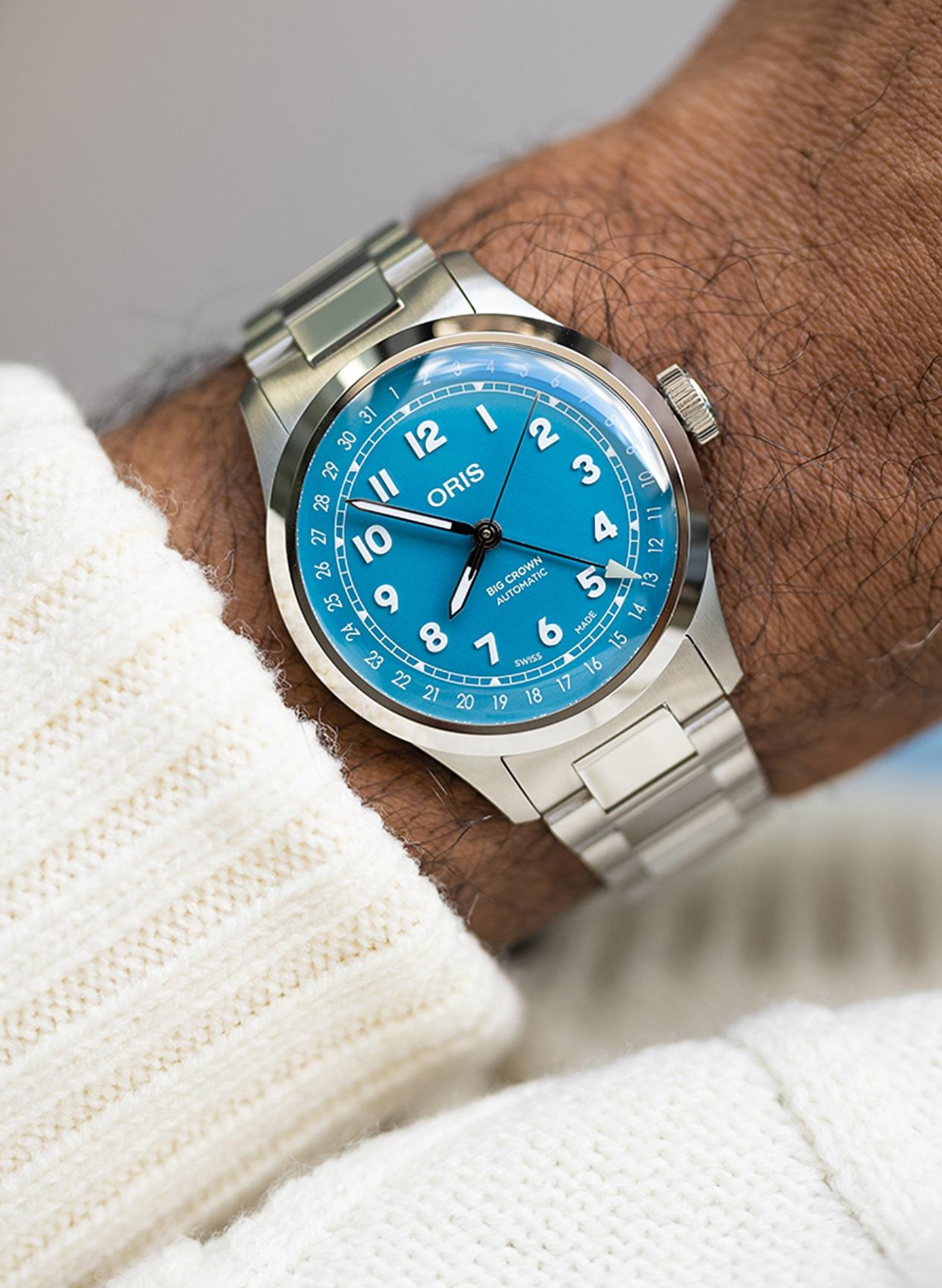 Montre automatique Oris Big Crown Pointer Date en acier inoxydable ORIS Bleu