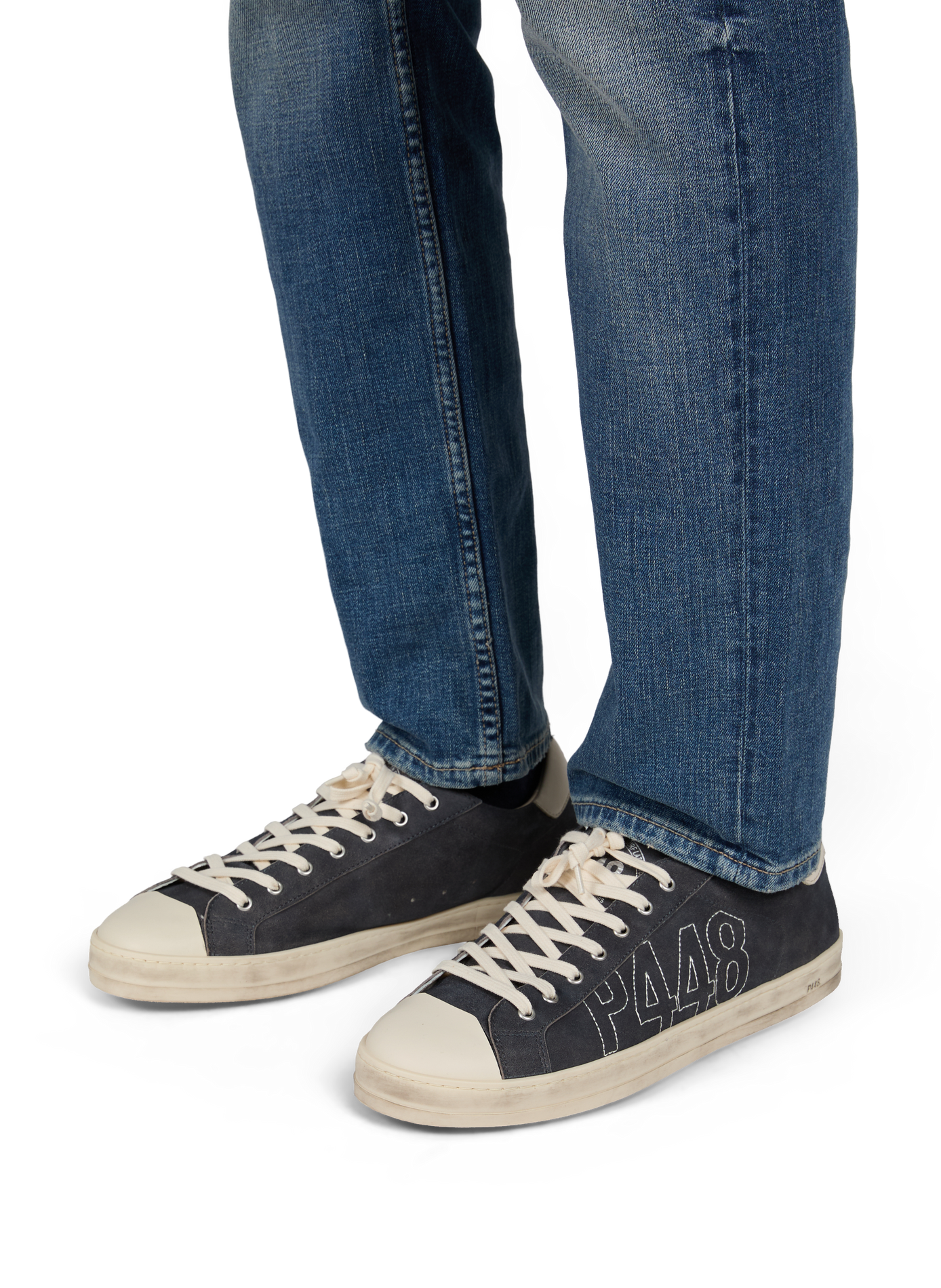 Sneakers met versterkte neus van suède P448 Blauw