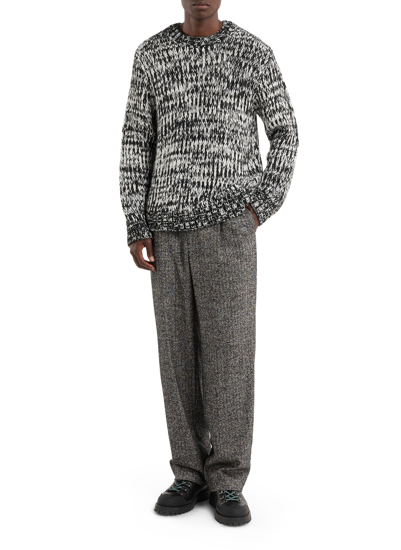 Runder Pullover in meliertem Strick von Gailey SAISON 1865 Schwarz