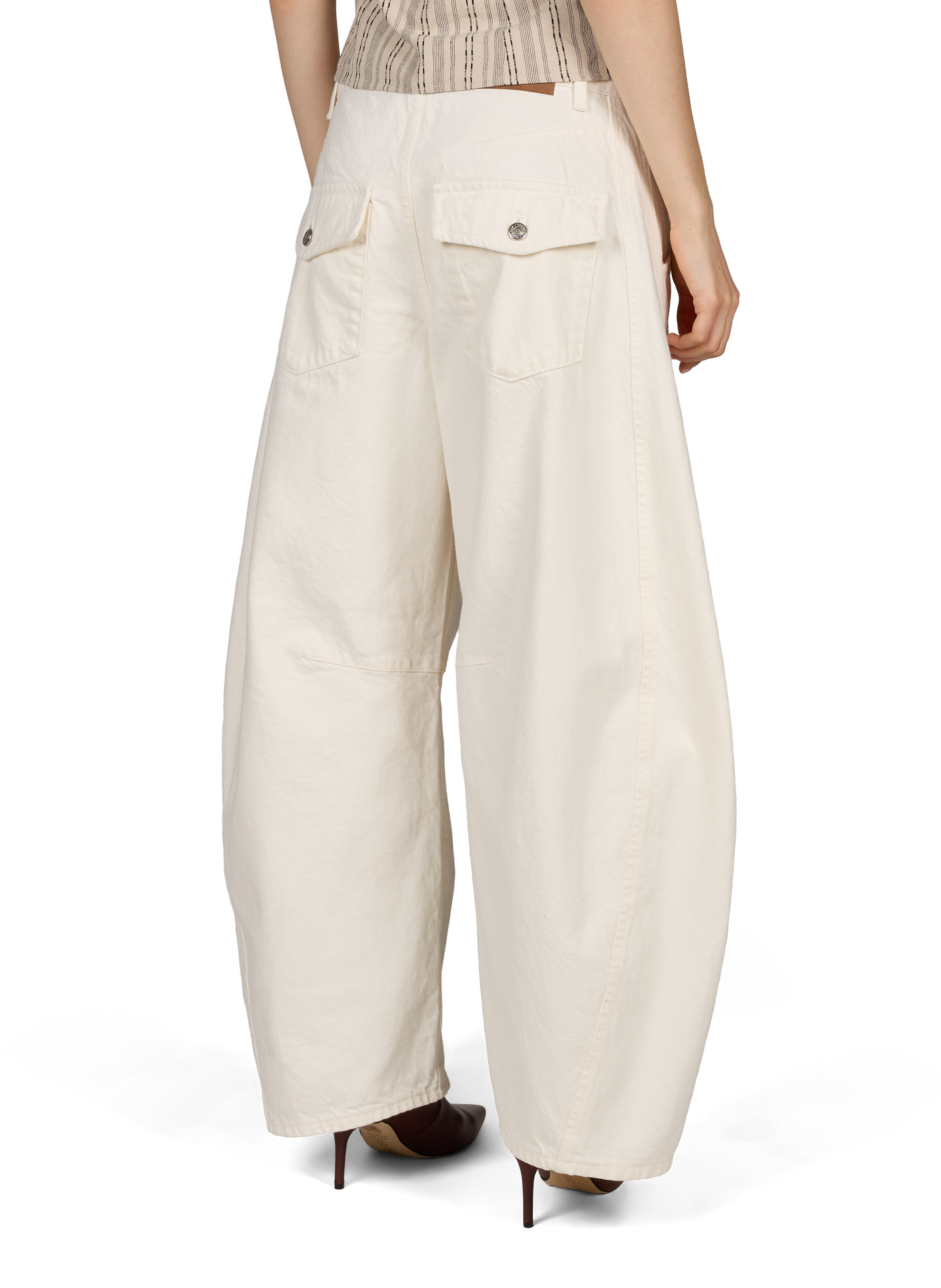Jean taille haute barrel uni TOPSHOP Blanc