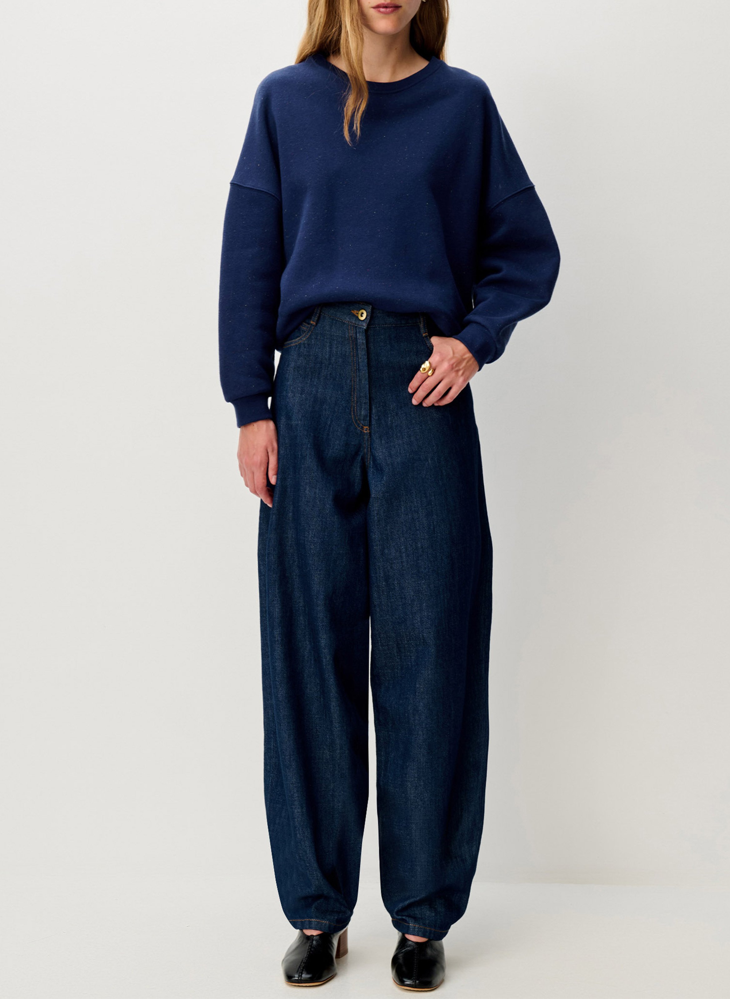 Sweat col rond oversize en coton mélangé chebbi SESSUN Bleu