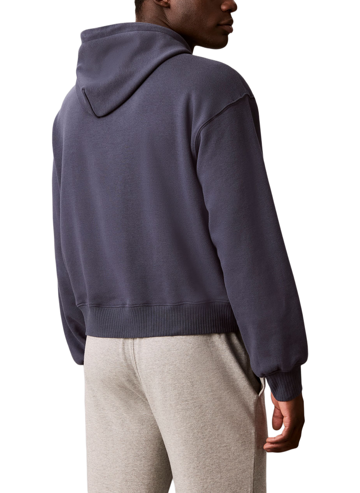 Straight sweatshirt with embroidered logo in blended cotton. CALVIN KLEIN Blue