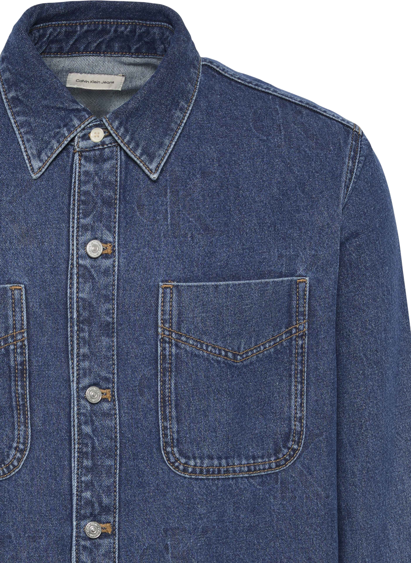 Camisa vaquera recta de algodón con cuello clásico CALVIN KLEIN Azul