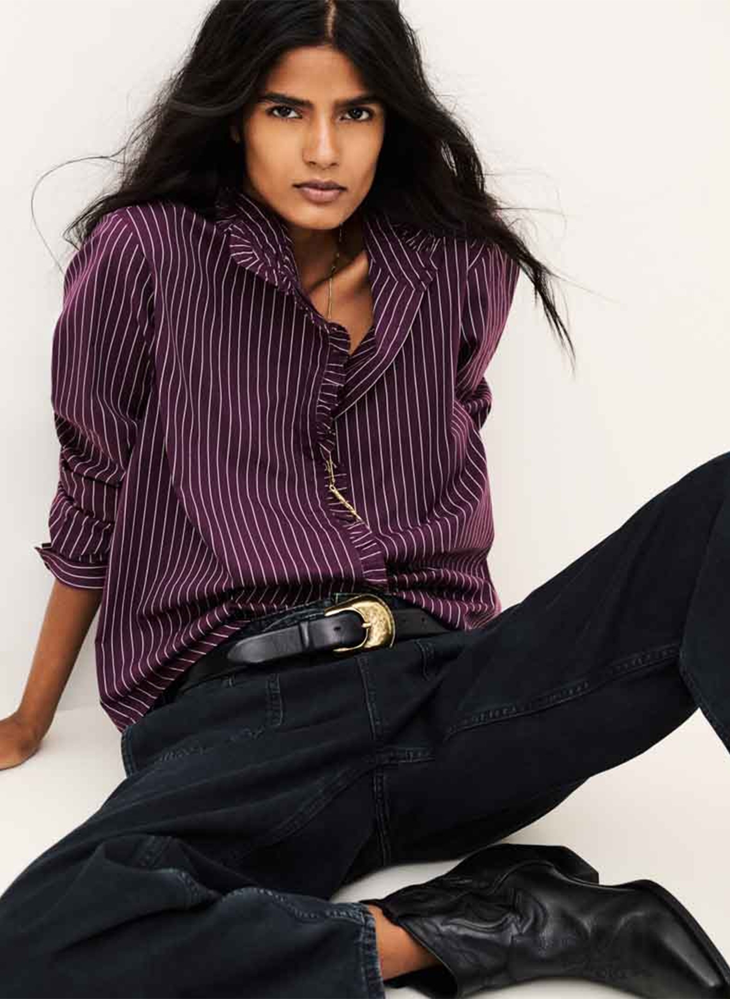 Chemise droite à rayures en coton elvire BA&SH Violet