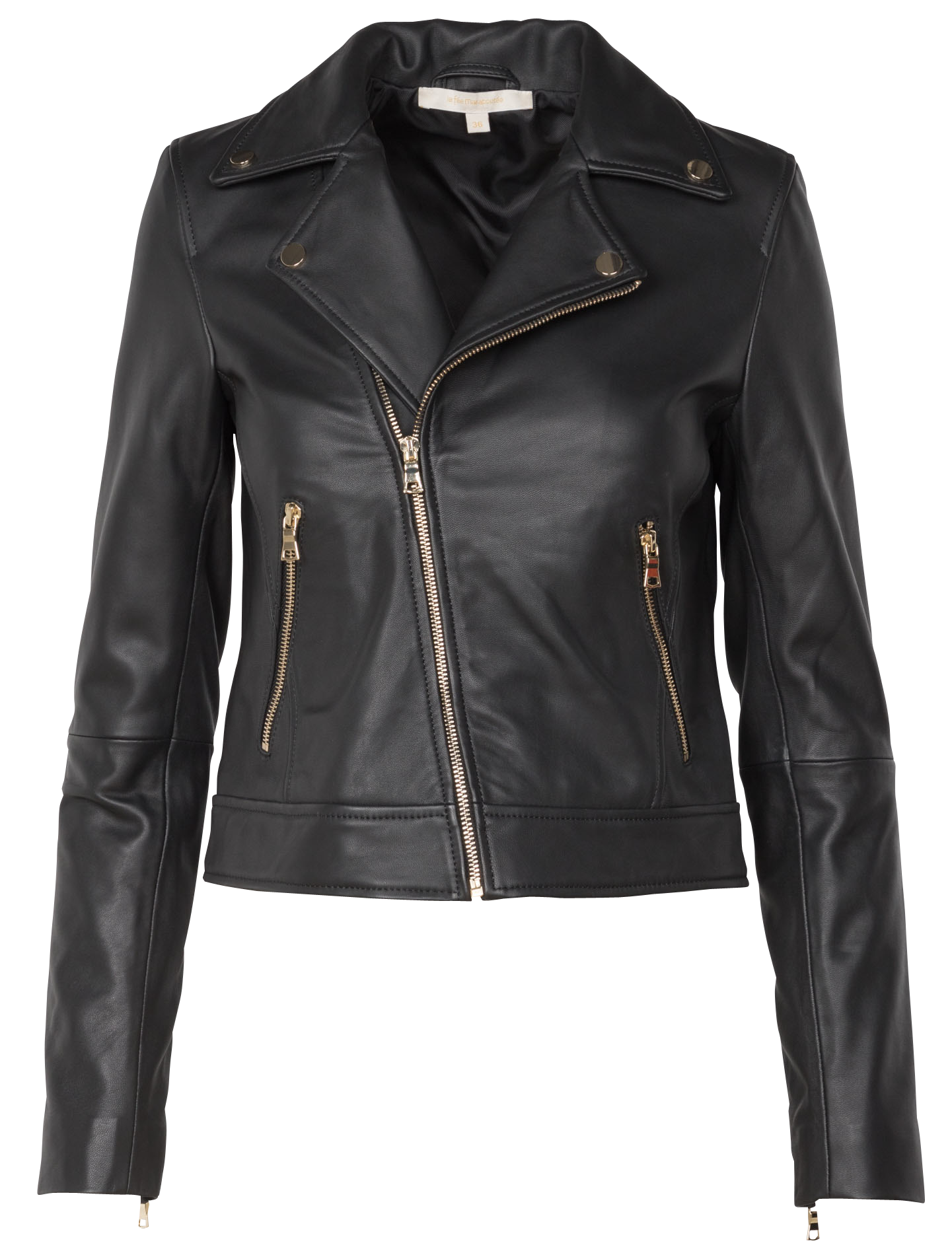 Leren blouson met reverskraag LA FEE MARABOUTEE Zwart