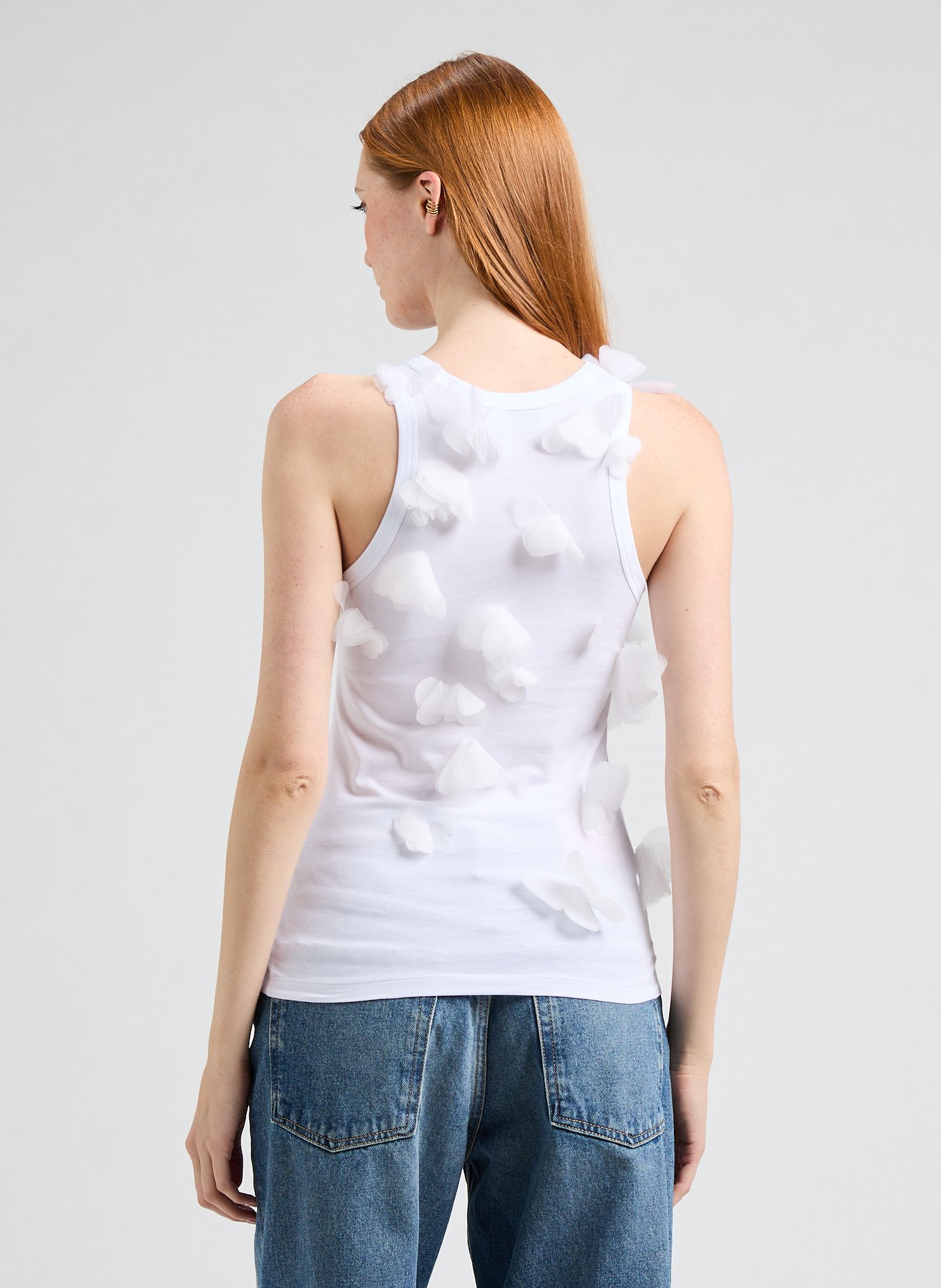 Butterfly print tank top in blended cotton White