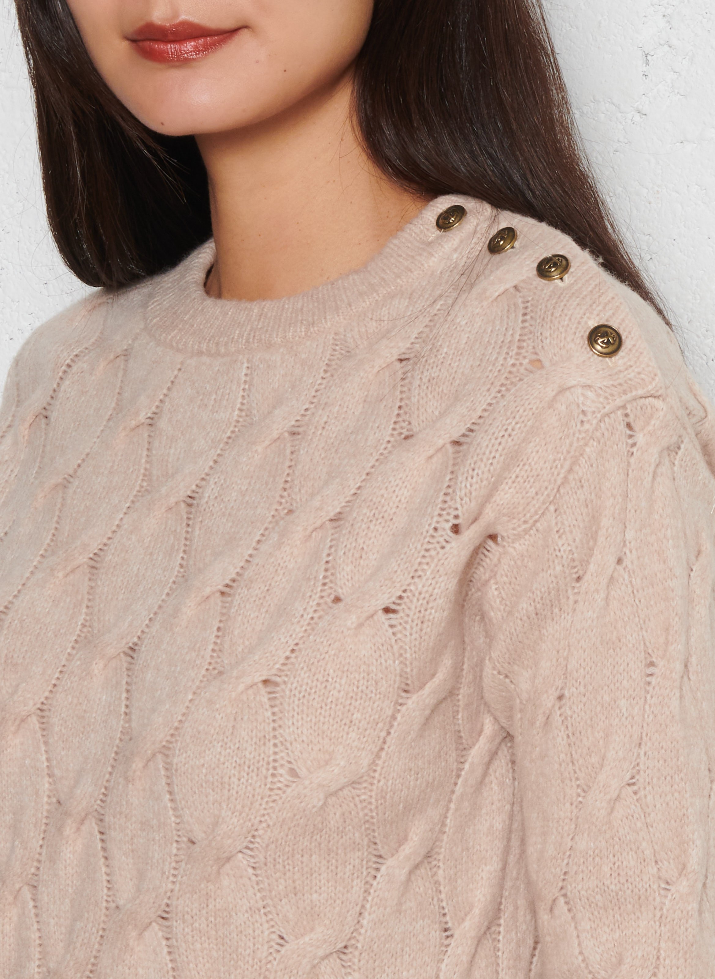Pull tressé à boutons en laine mélangée deauville ARMOR-LUX Beige