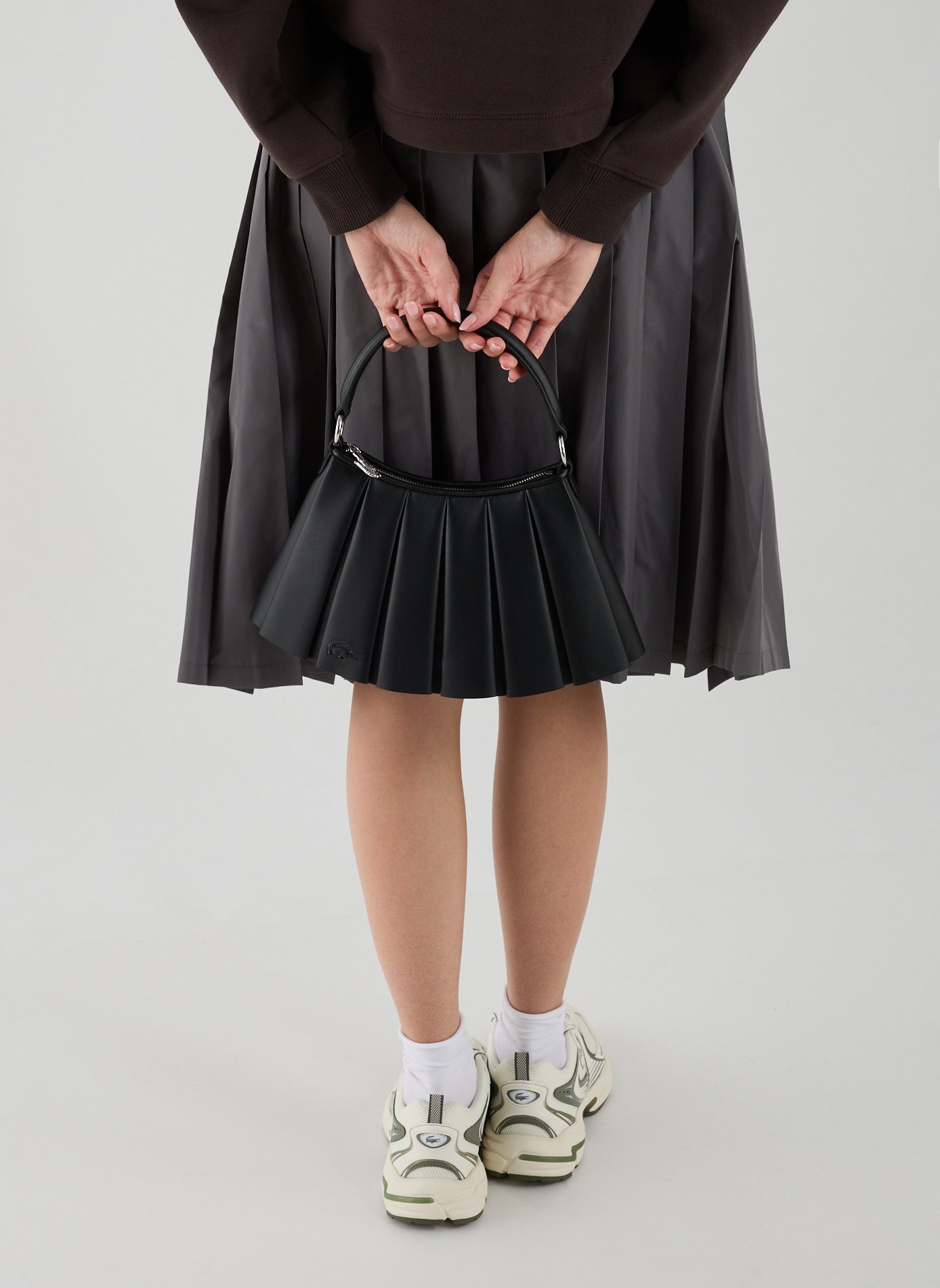 Petit sac Lenglen plissé en cuir LACOSTE Noir