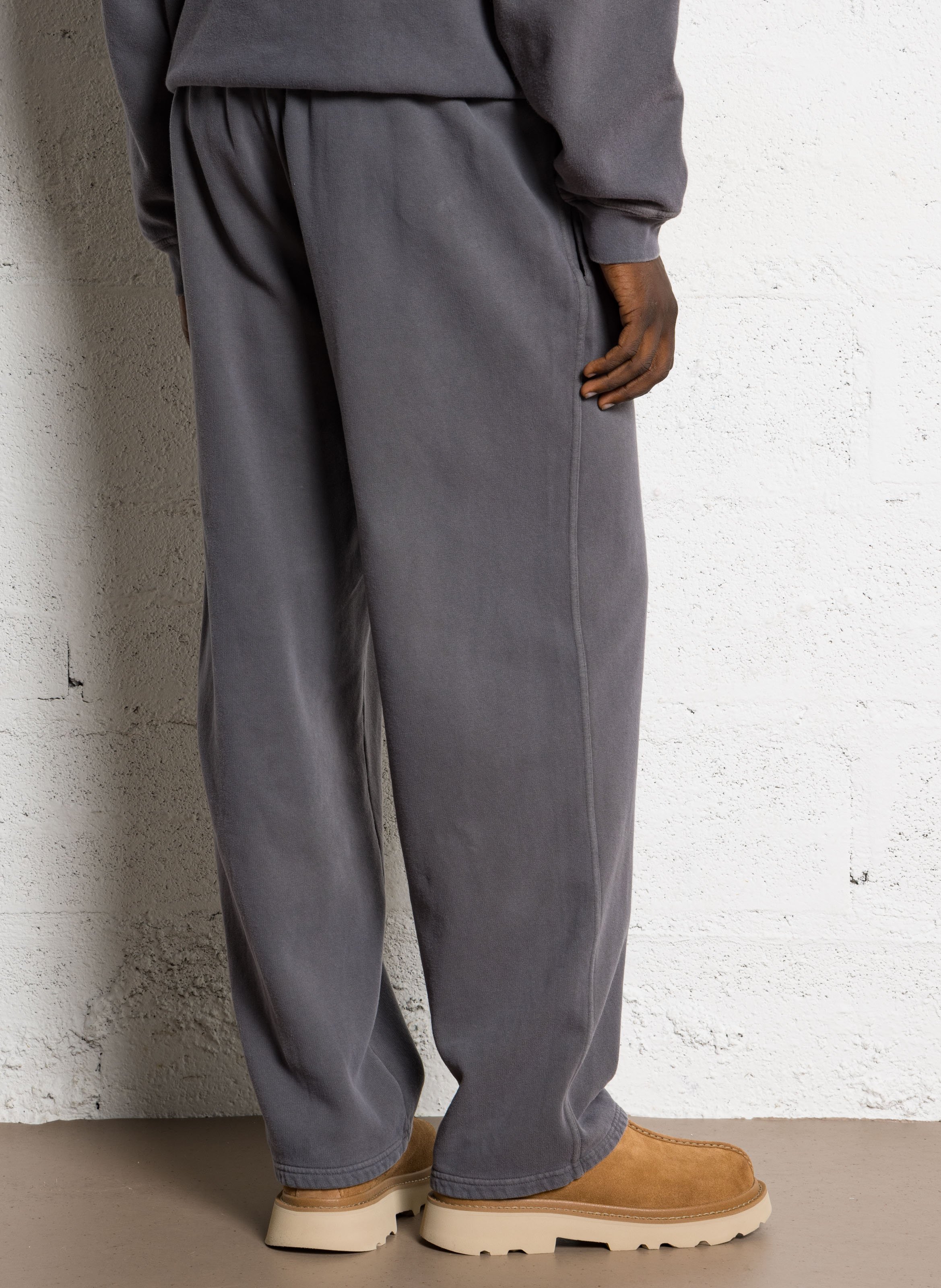 Jogging droit en coton plizzy AMERICAN VINTAGE Gris