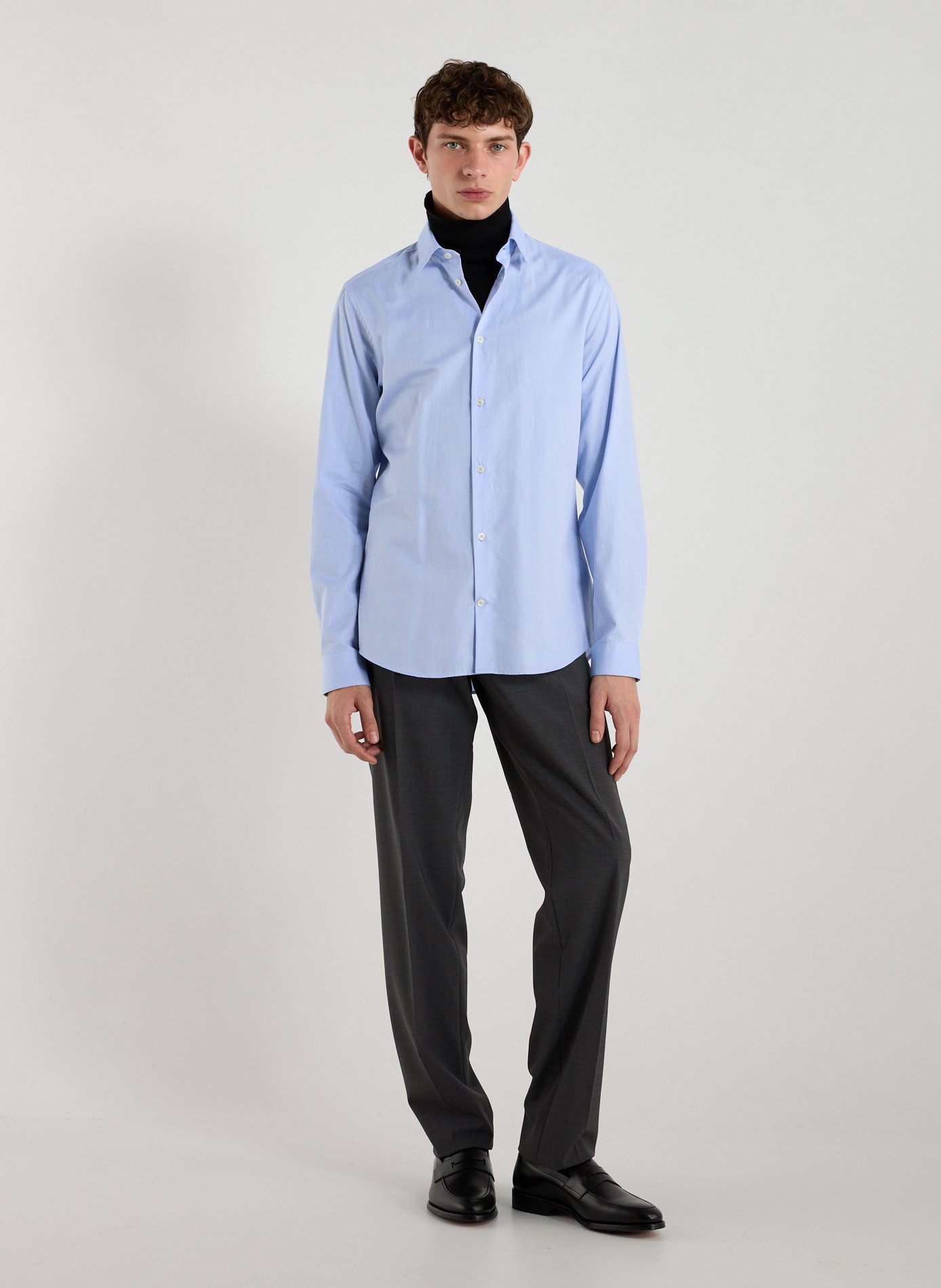 Chemise col classique manches contrastantes en coton AU PRINTEMPS PARIS Blue