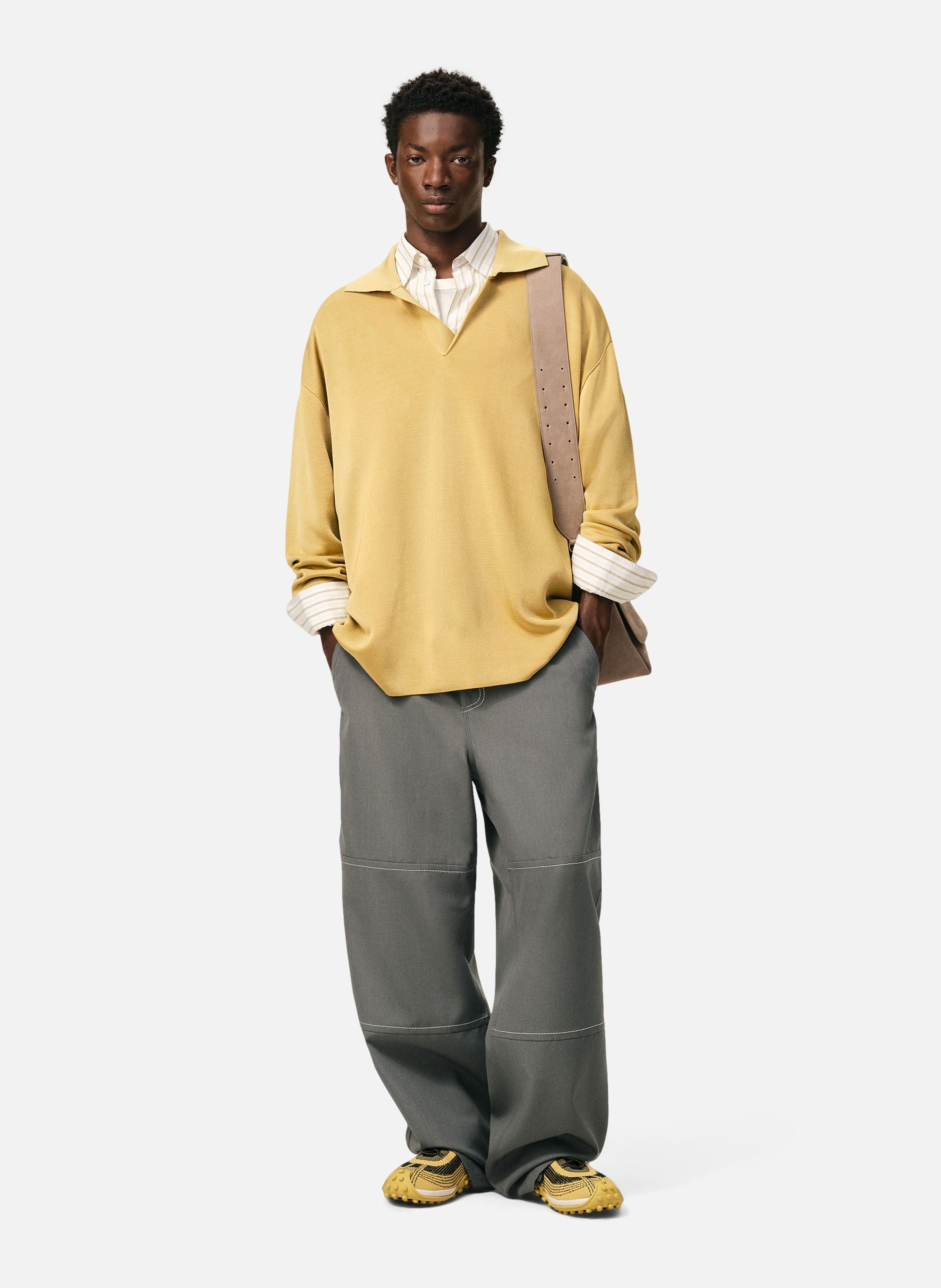 Pantalon worker en laine vierge AMI PARIS Gris