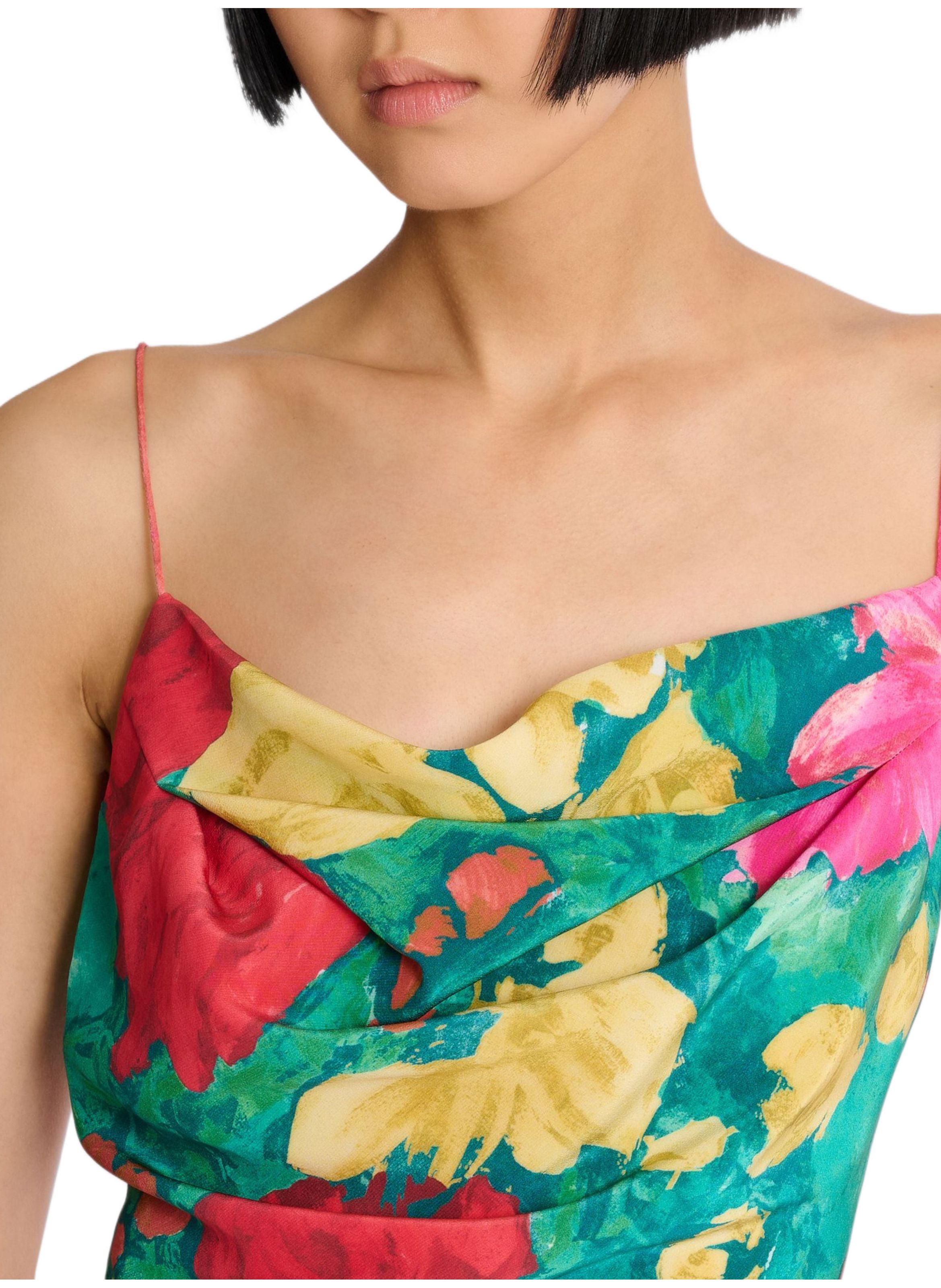 Top à fines bretelles et imprimé en crêpe de chine BALMAIN Multicolore