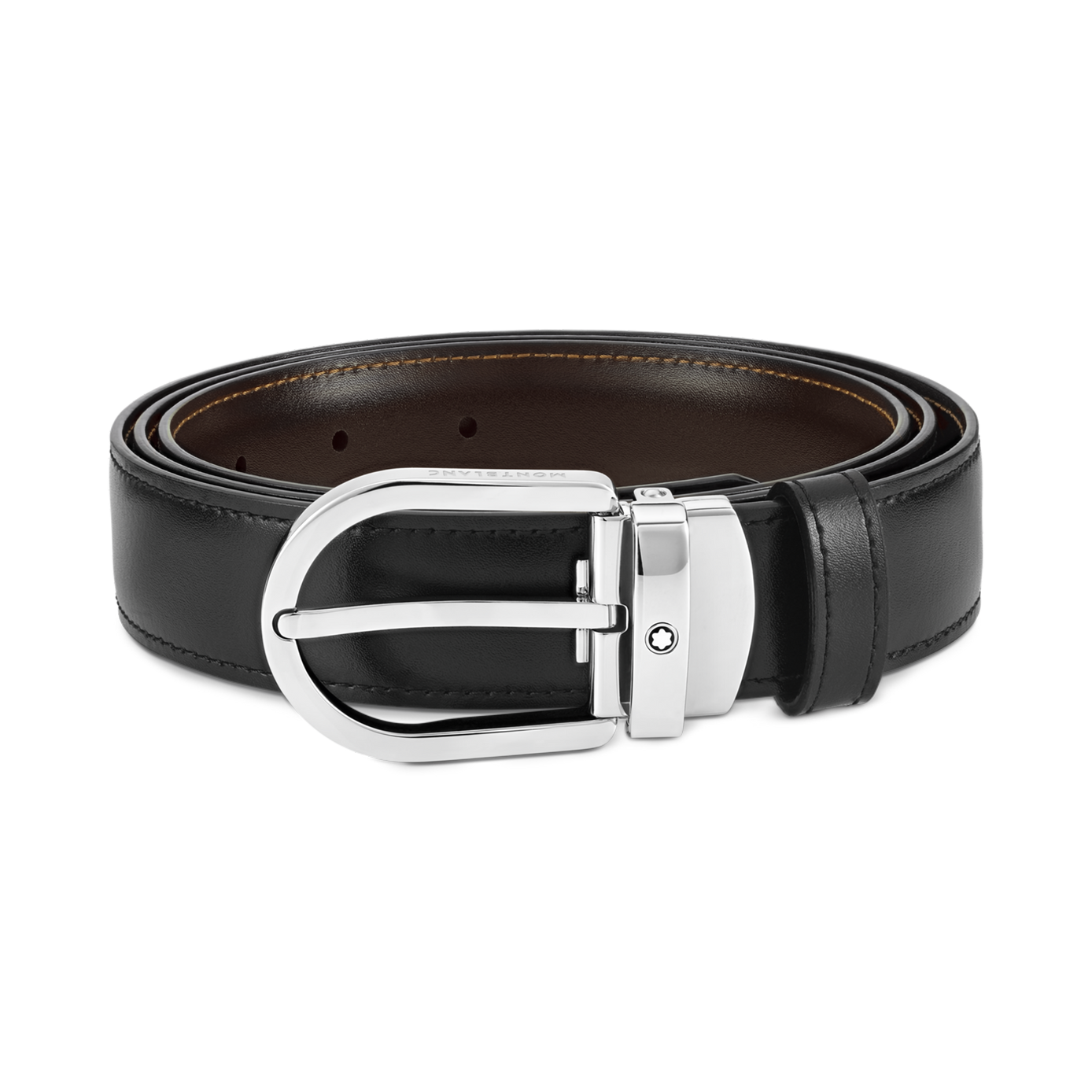 Reversible Horseshoe Leather Belt MONTBLANC Black