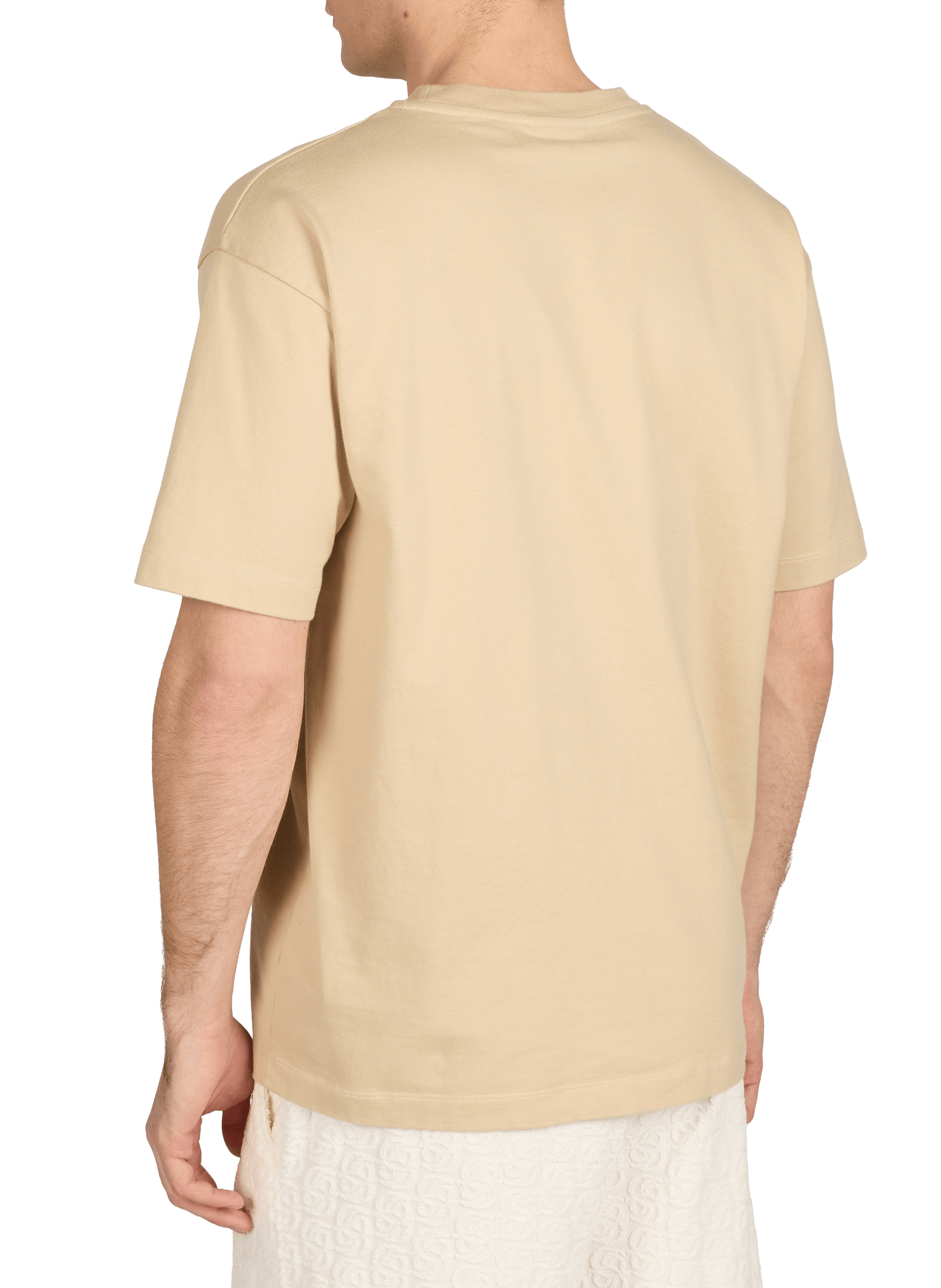Embroidered round neck cotton T-shirt DROLE DE MONSIEUR Beige