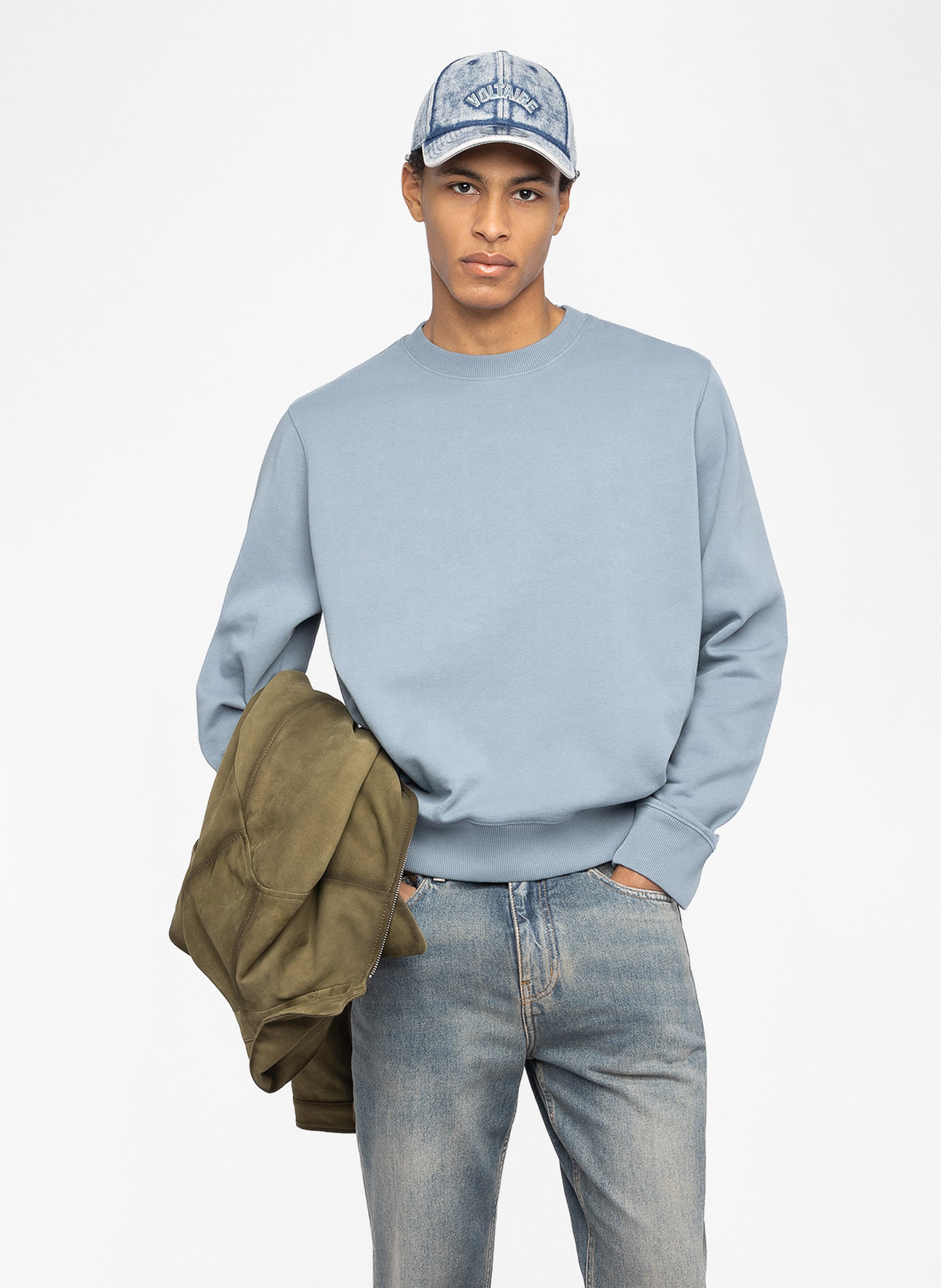 Sweat droit col rond en coton aime ZADIG&VOLTAIRE Bleu