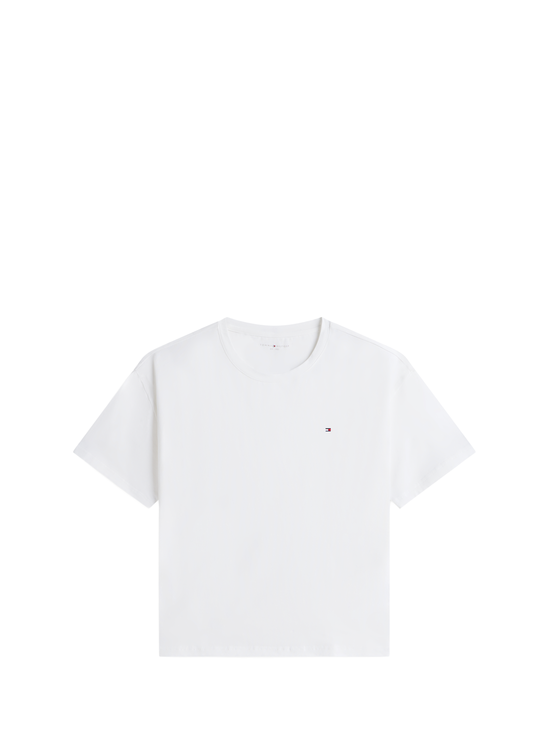 Straight fit blended cotton t-shirt TOMMY HILFIGER White