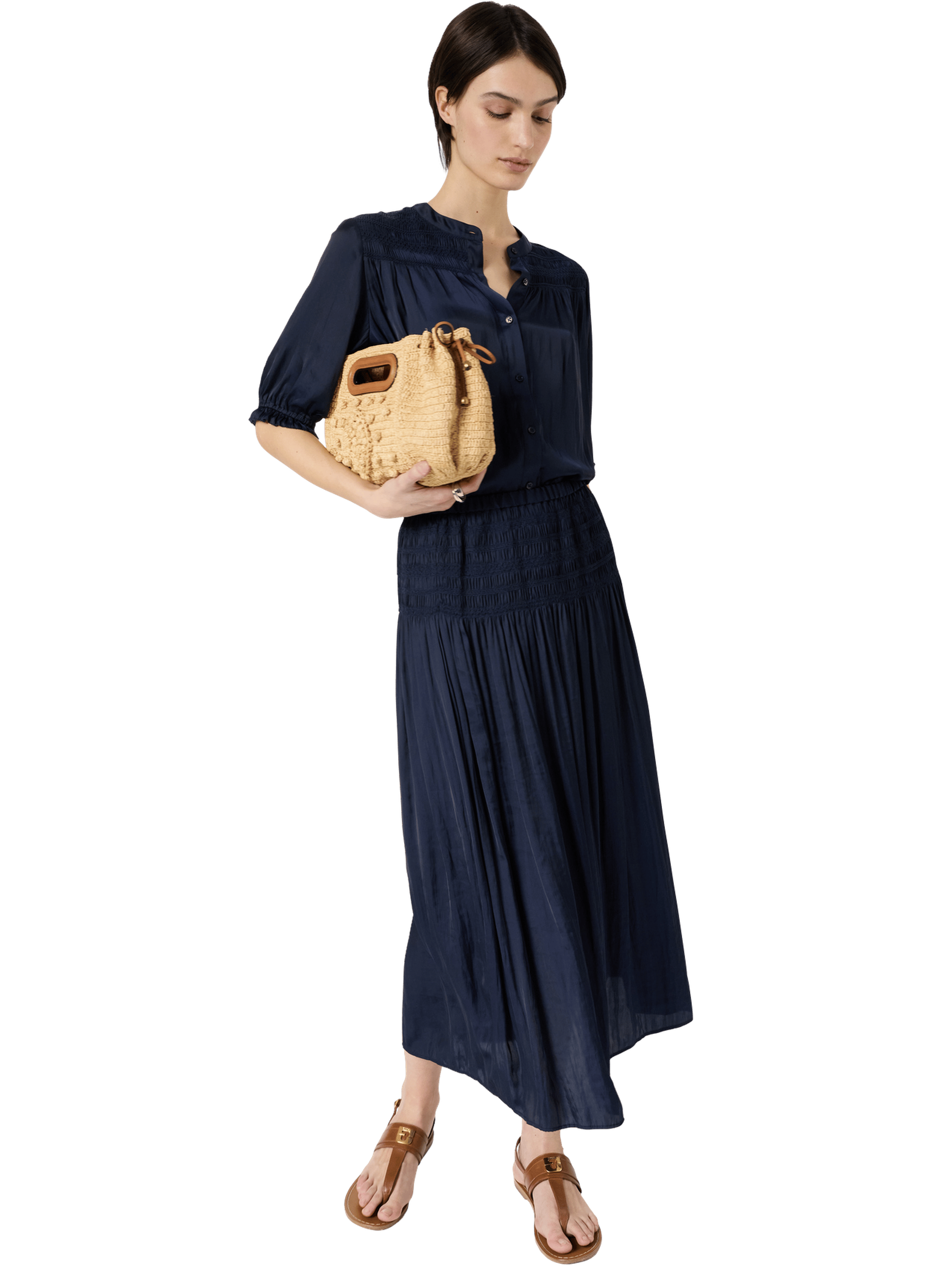 Jupe midi satinée plissée - jolie GERARD DAREL Bleu