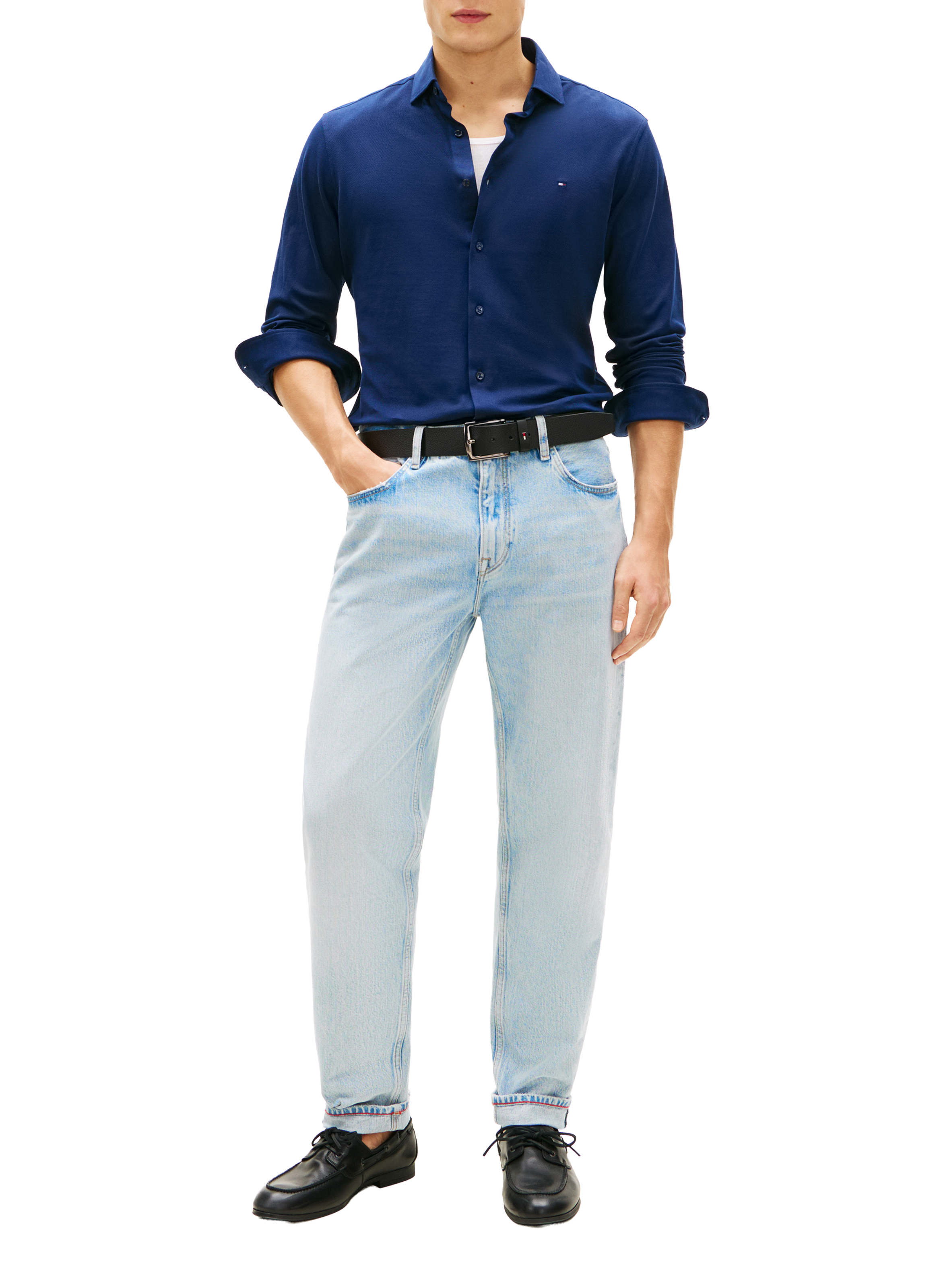 Slim logo cotton shirt TOMMY HILFIGER Blue