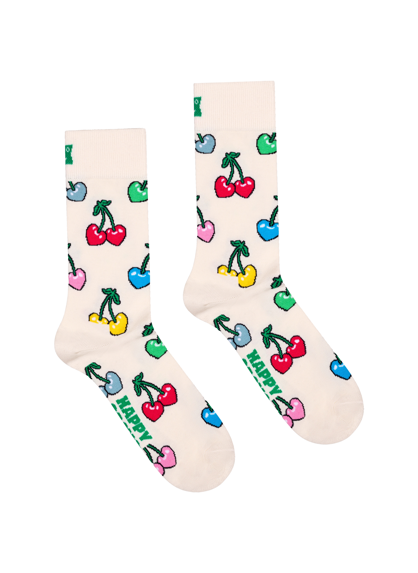 Chaussettes mi-hautes imprimés cerises en coton mélangé HAPPY SOCKS Blanc