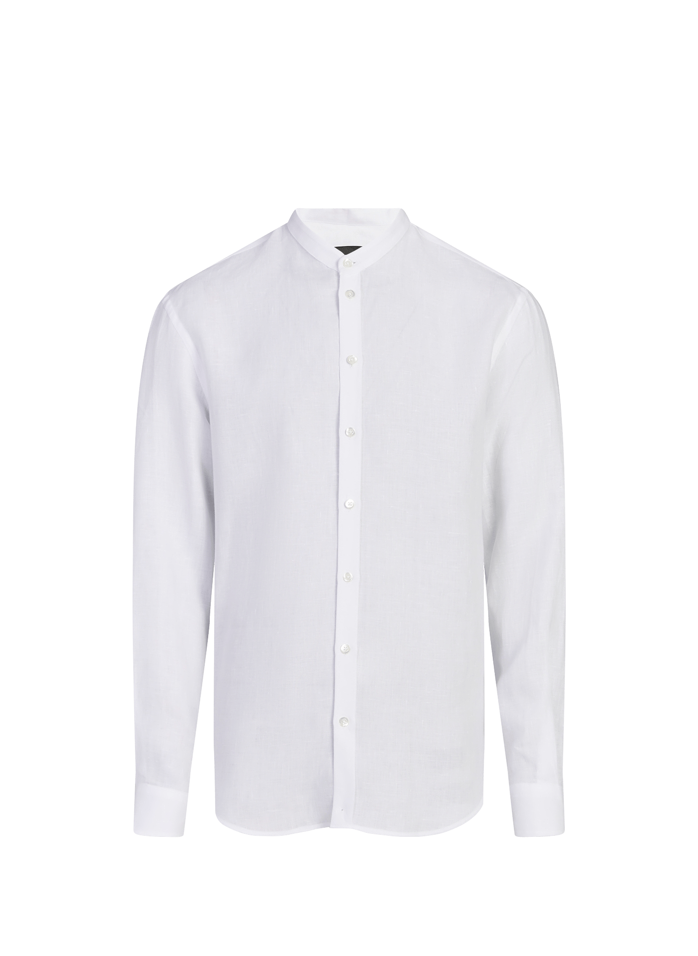 Chemise à col officier en pur lin EMPORIO ARMANI Blanc