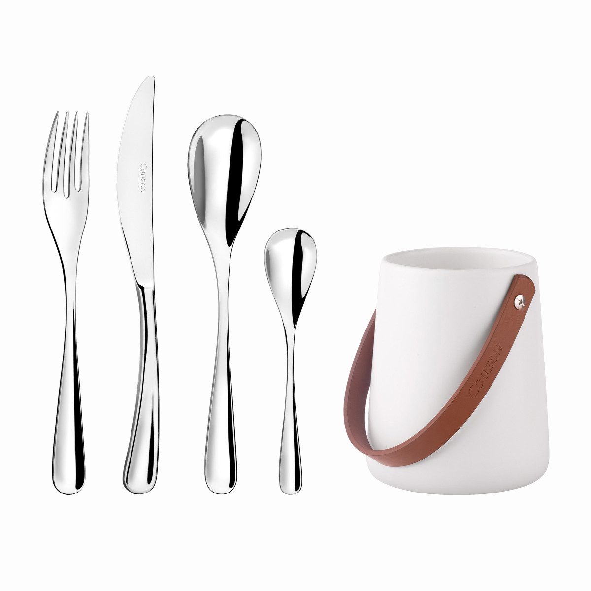 Eole - 24 couverts de table avec support de rangement nomade COUZON Argent