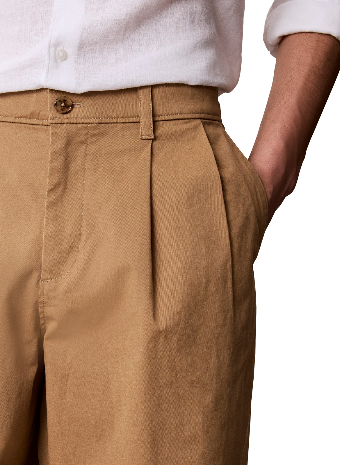 Pantalon droit en coton mélangé CALVIN KLEIN Beige