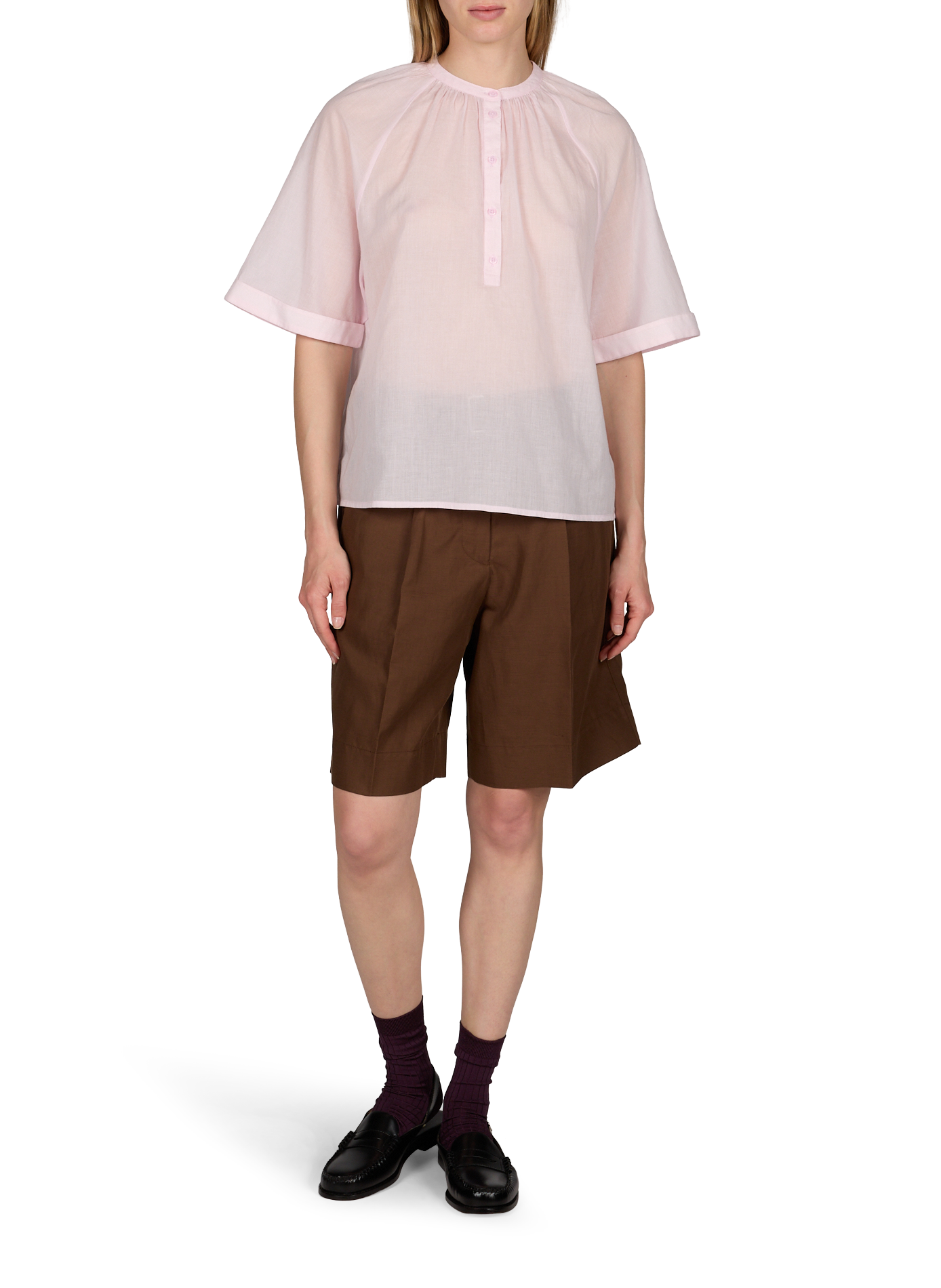 Noria top with officer collar in cotton OFFICINE GENERALE Pink