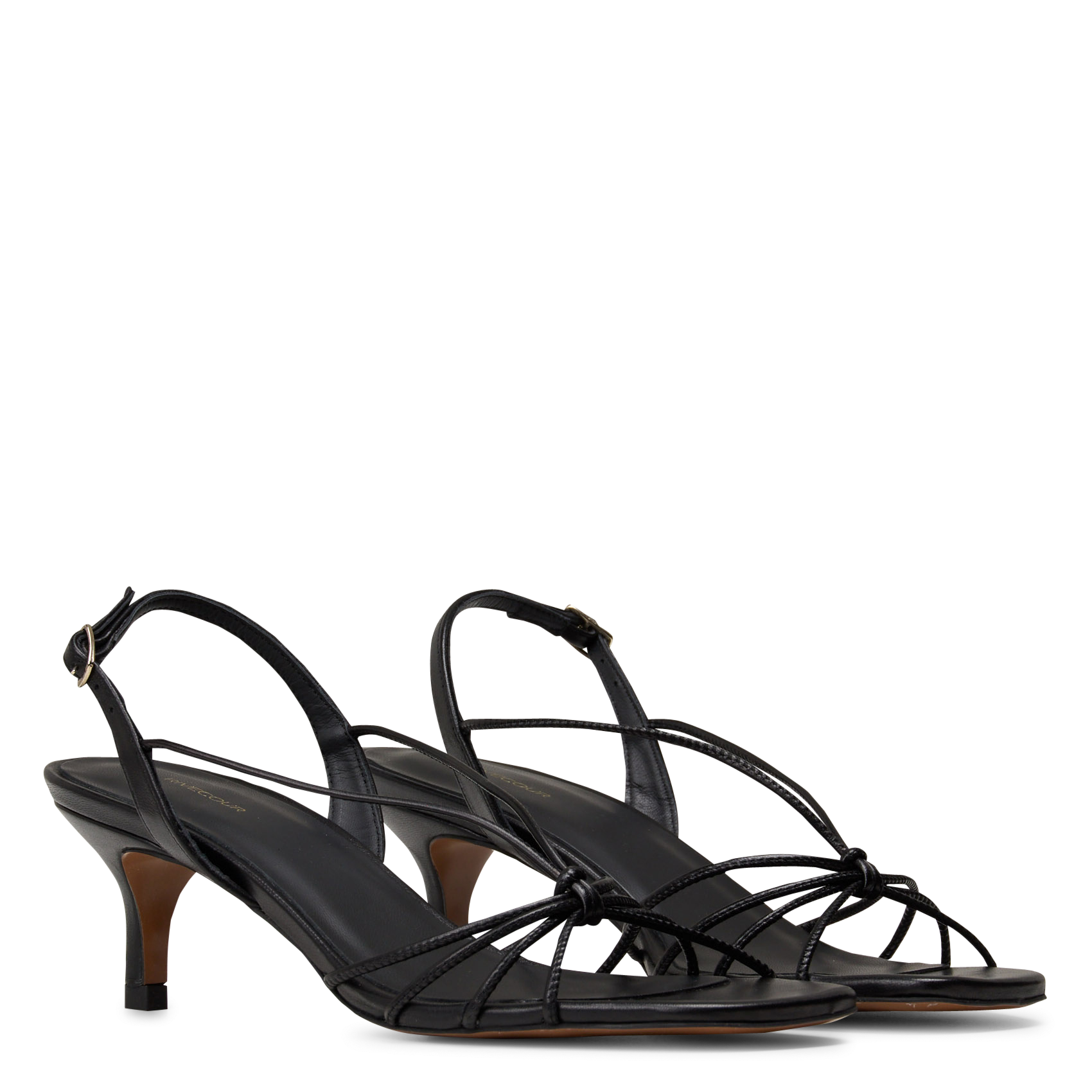 Sandales à talons en cuir n°470 RIVECOUR Noir