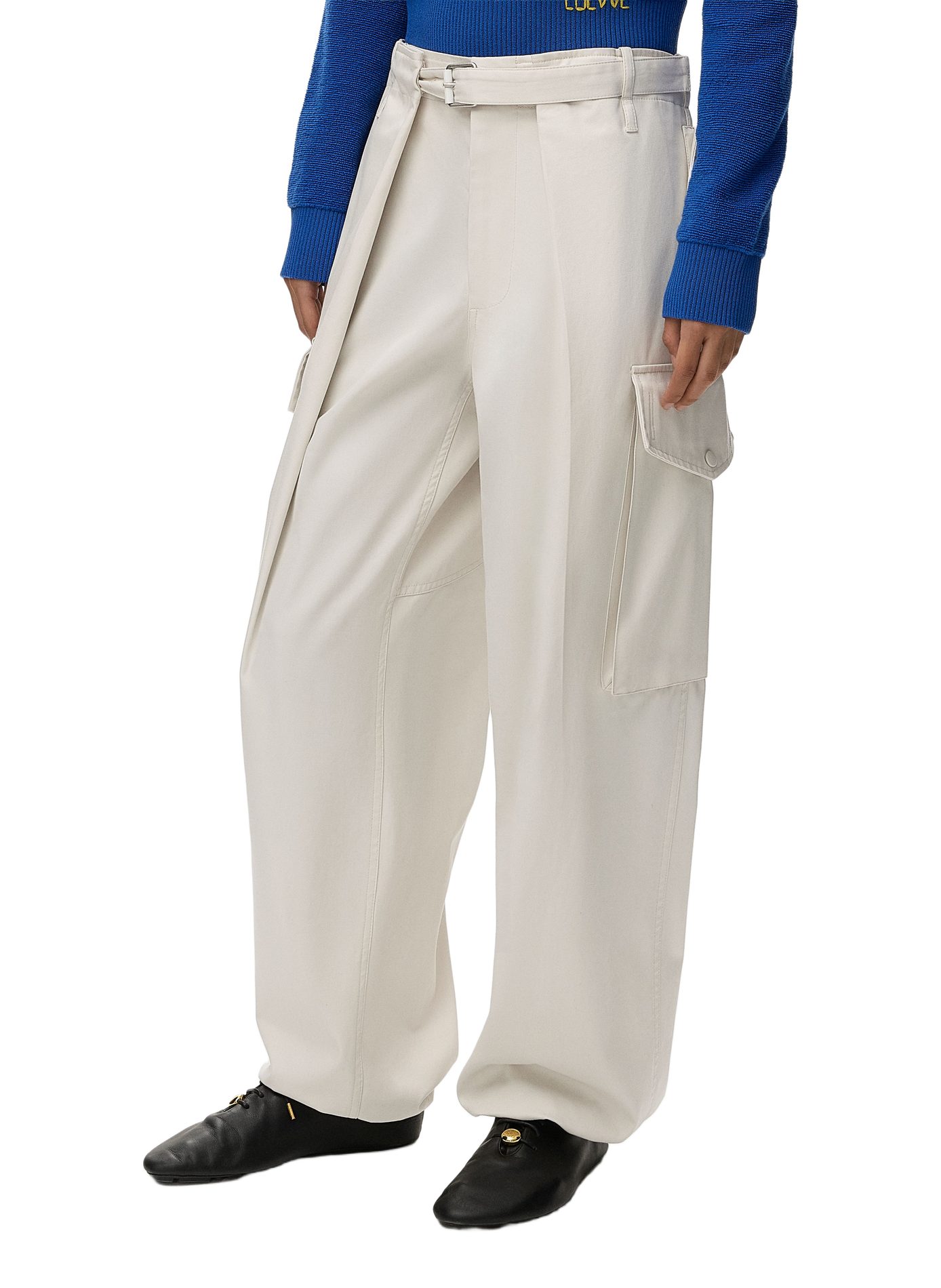 Pantalon cargo en coton et soie LOEWE Beige