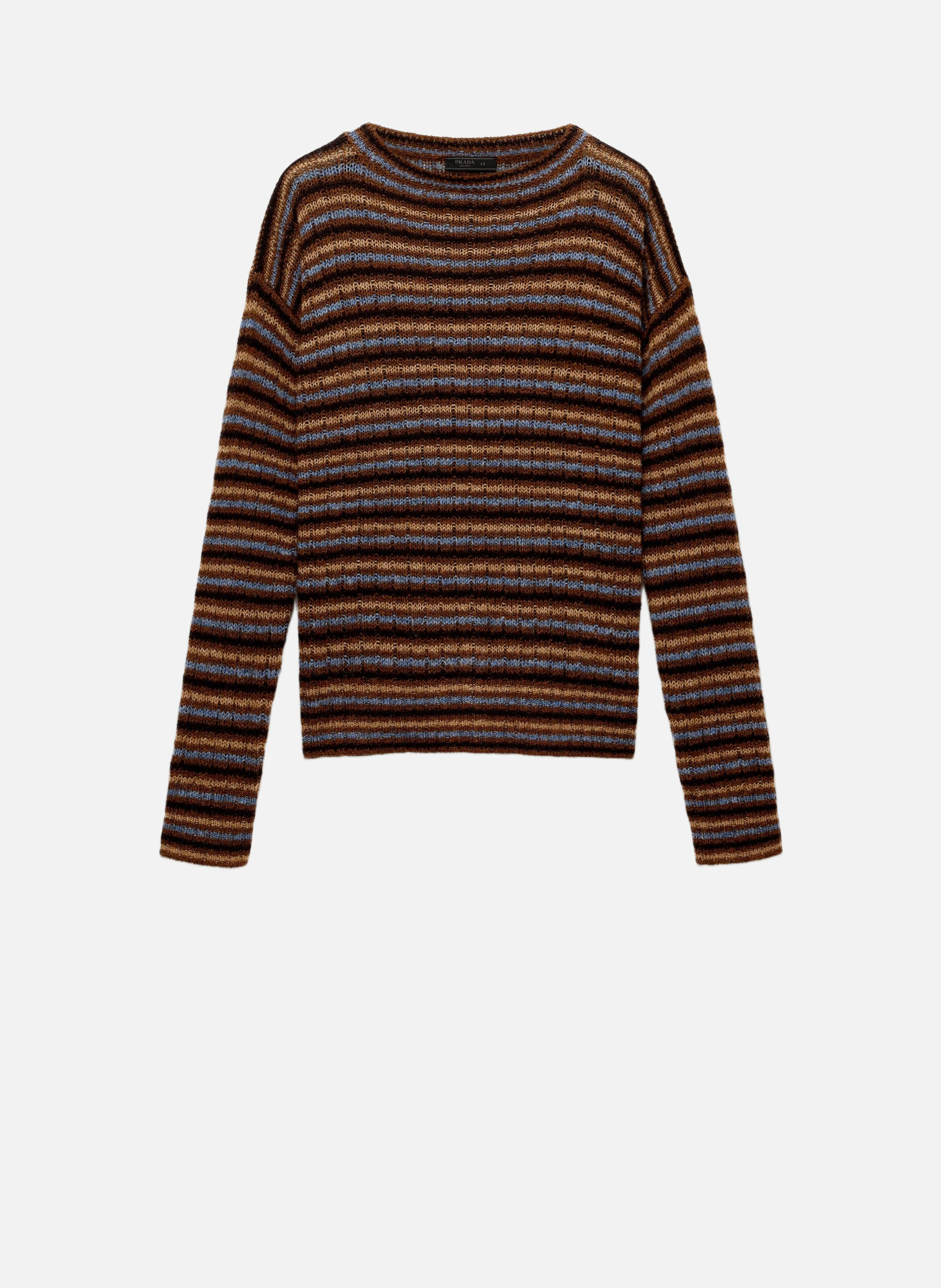 Pull à col bateau en laine shetland PRADA Orange