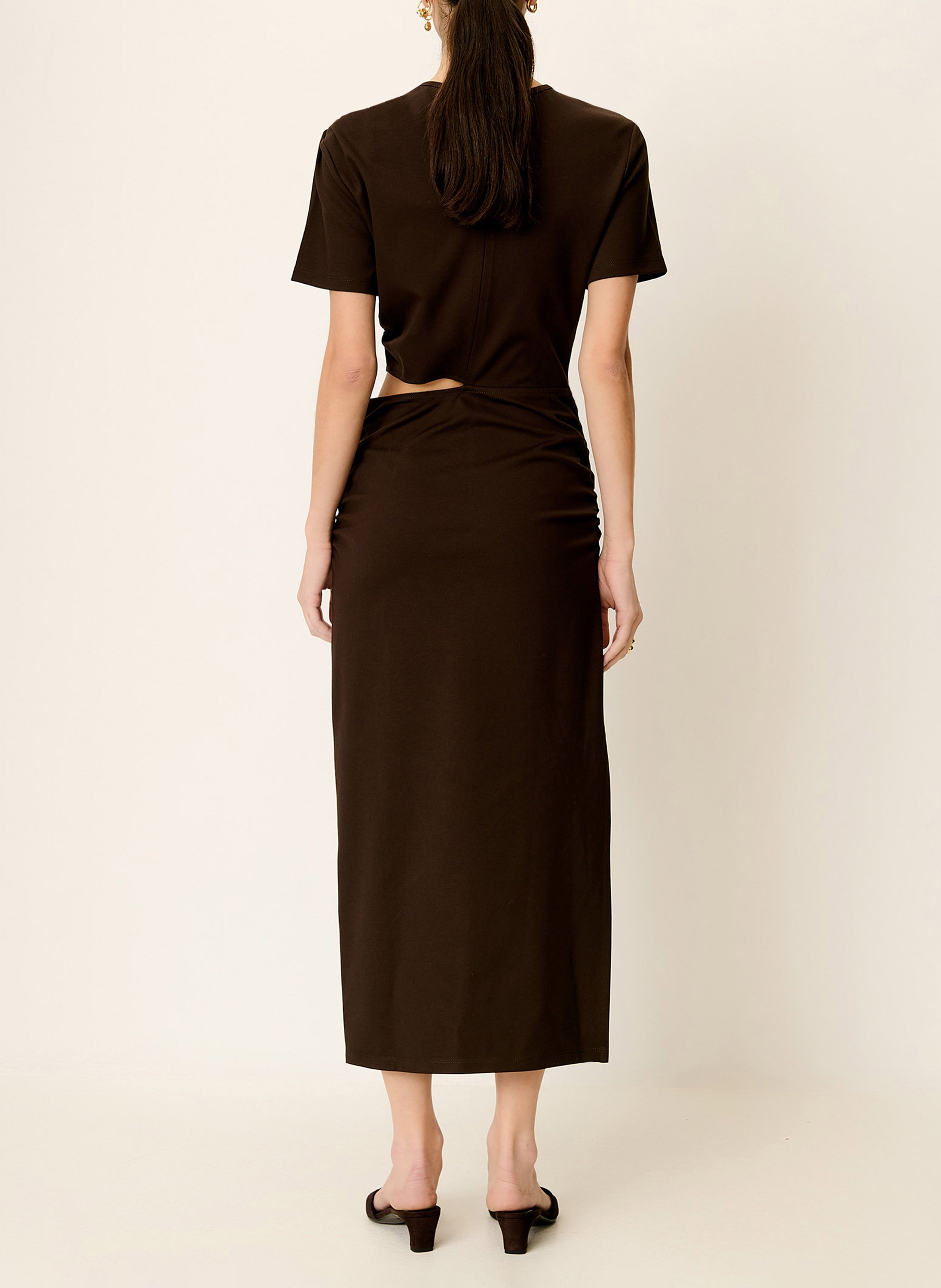 Robe longue en maille vertigo SESSUN Marron