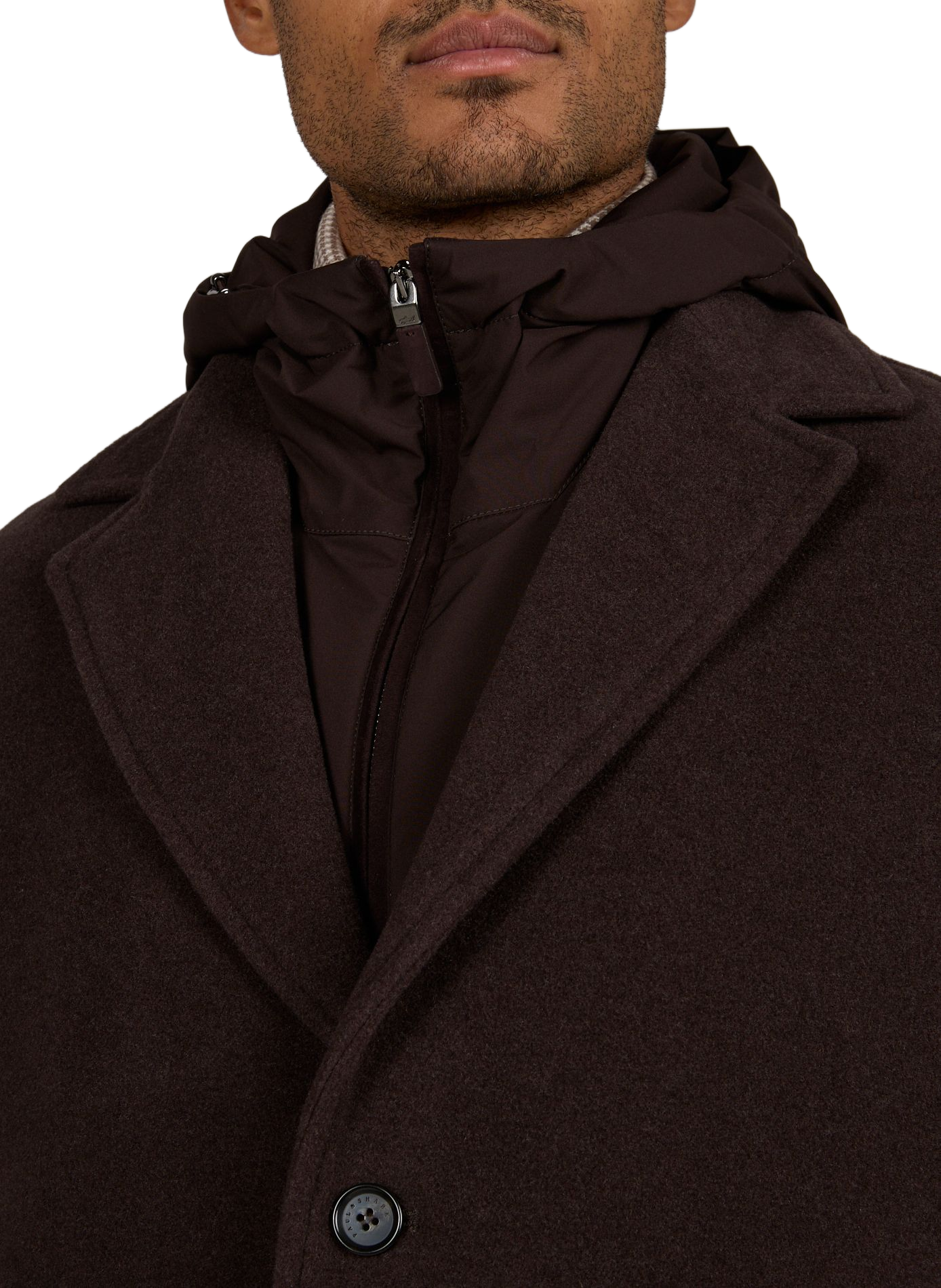 Manteau avec doublure amovible en laine vierge PAUL & SHARK Marron