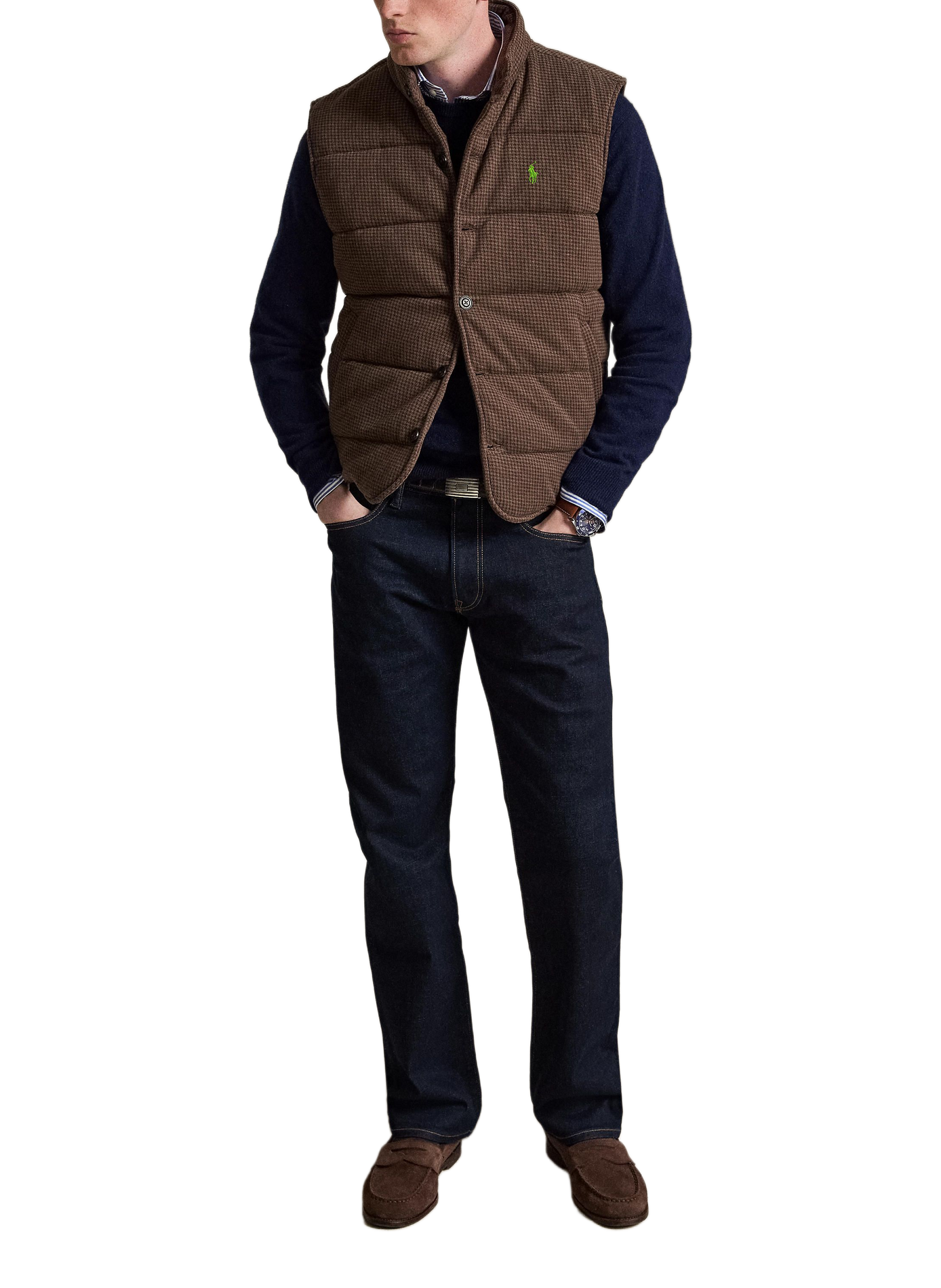 Blouson sans manches motif pieds-de-poule en coton  POLO RALPH LAUREN Beige