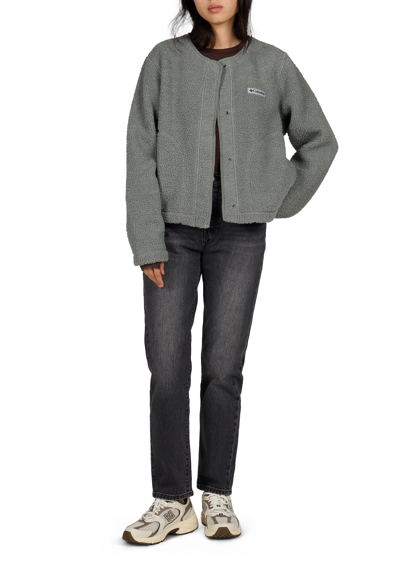 Shearling-look jacket with round collar COLUMBIA Grey