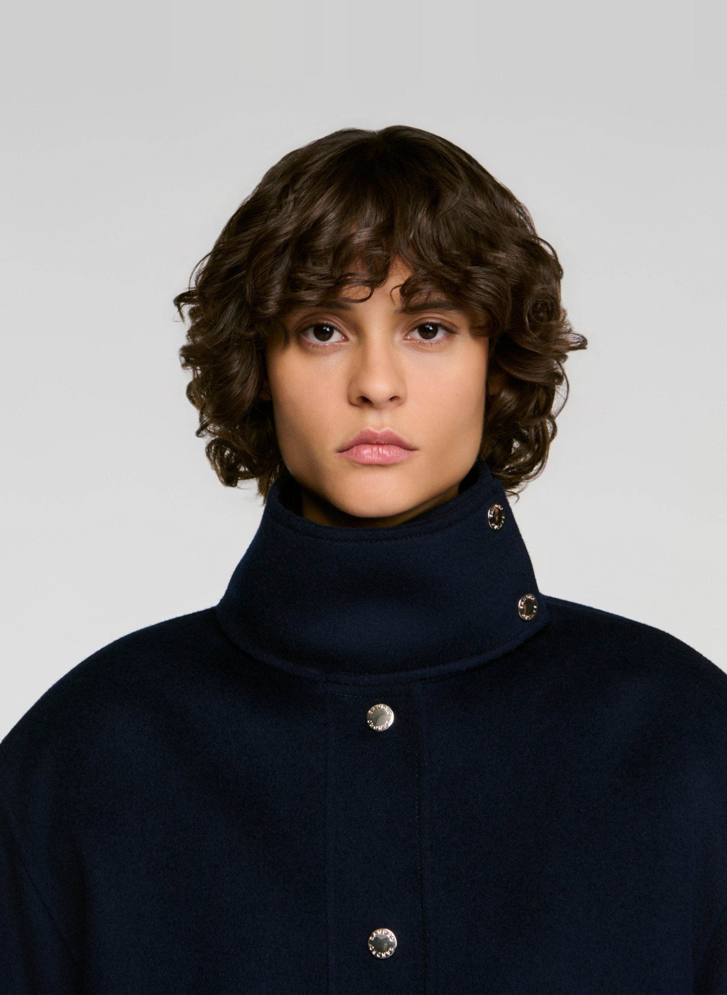 Veste droite en laine SANDRO Bleu