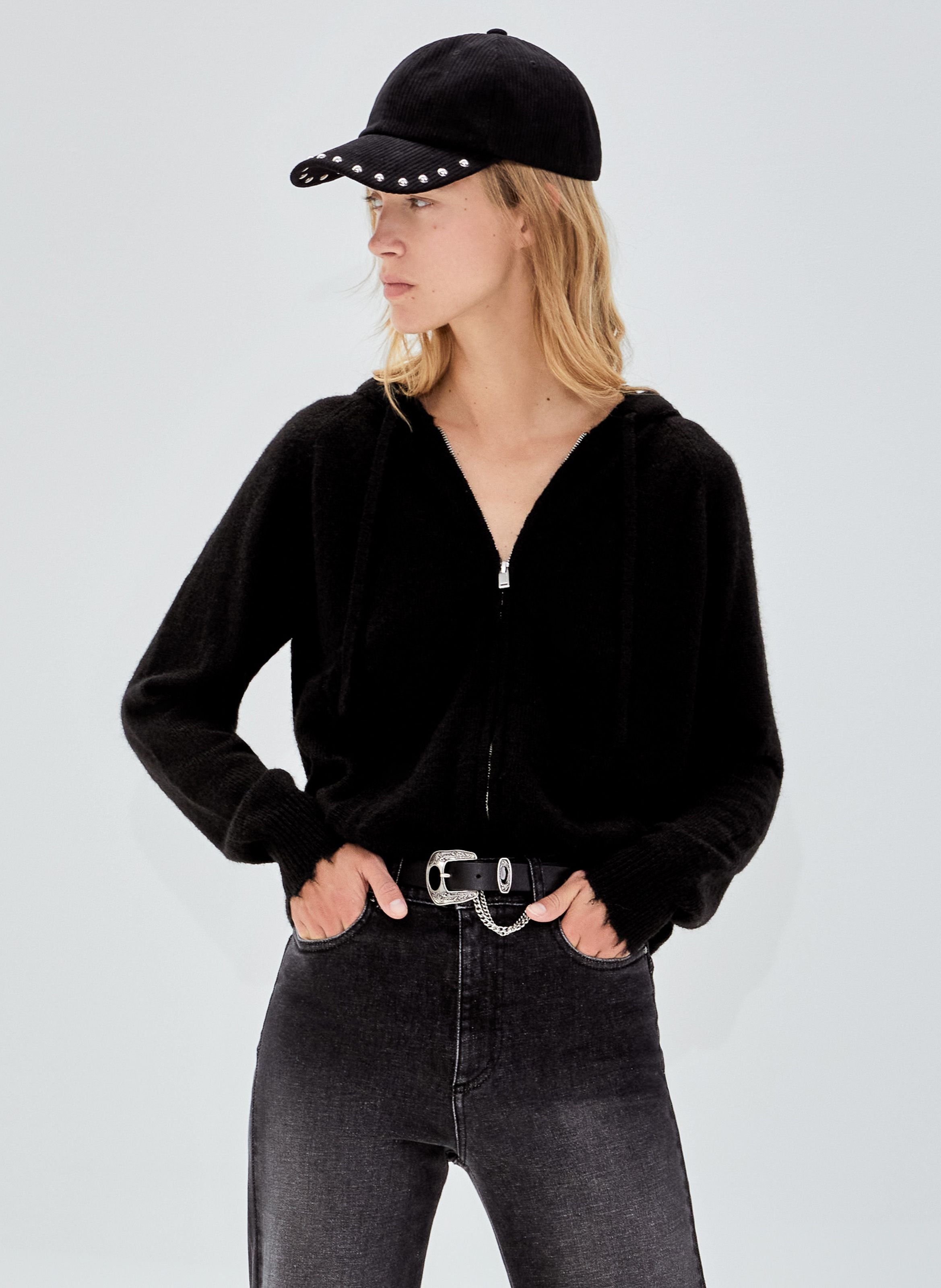 Cardigan zippé à capuche