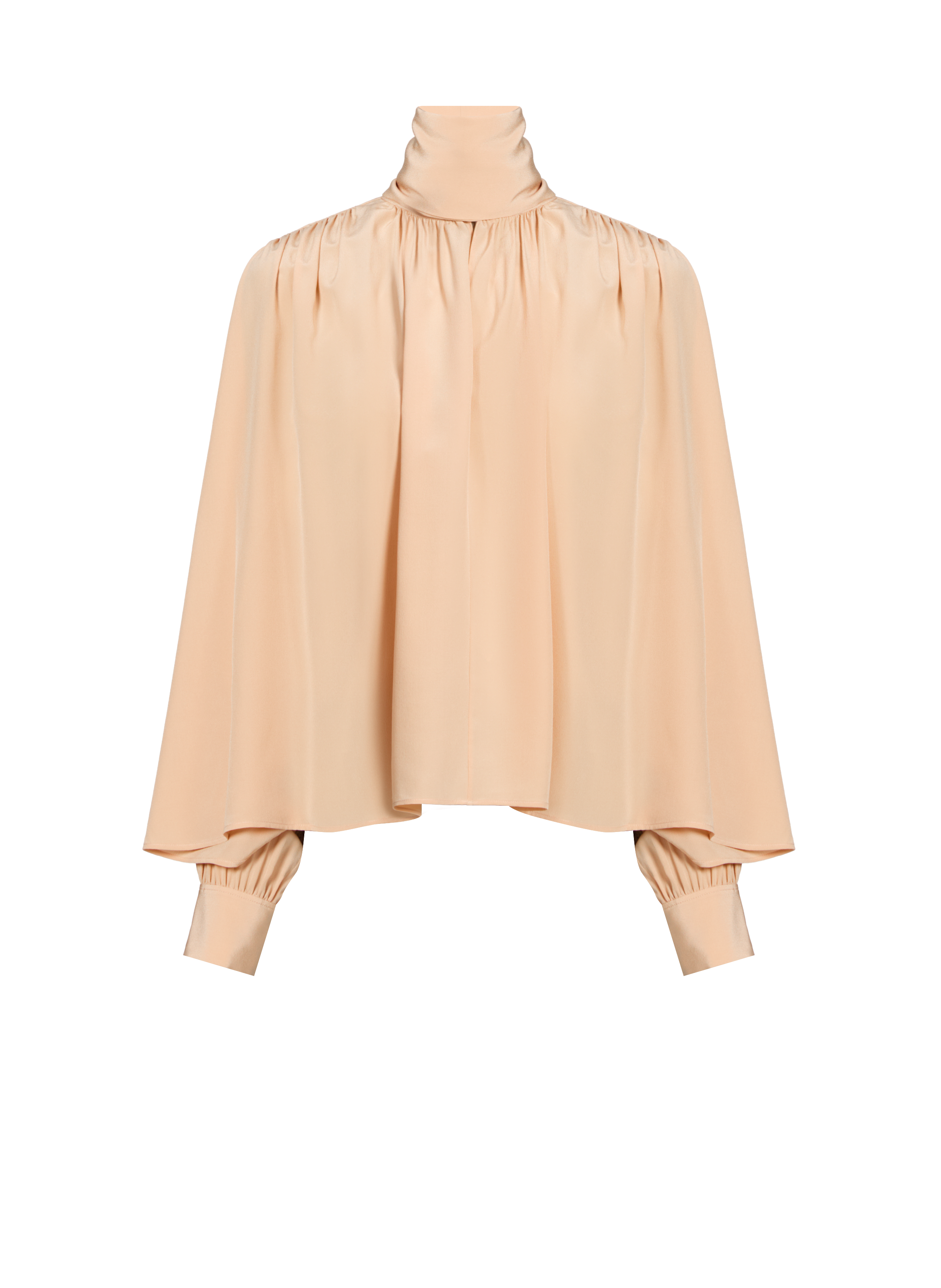 CHLOÉ Blouse lavallière asymétrique en soie Marron