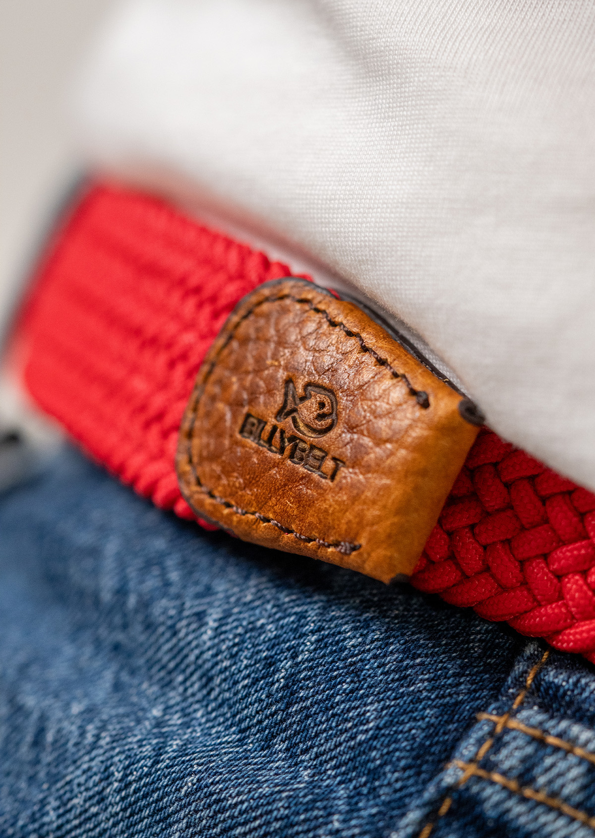 Ceinture tressée élastique unie BILLYBELT Rouge