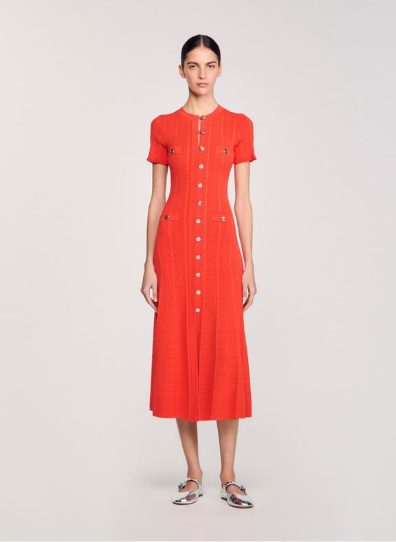 Robe longue col rond Rouge by SANDRO SANDRO Robe longue col rond Rouge